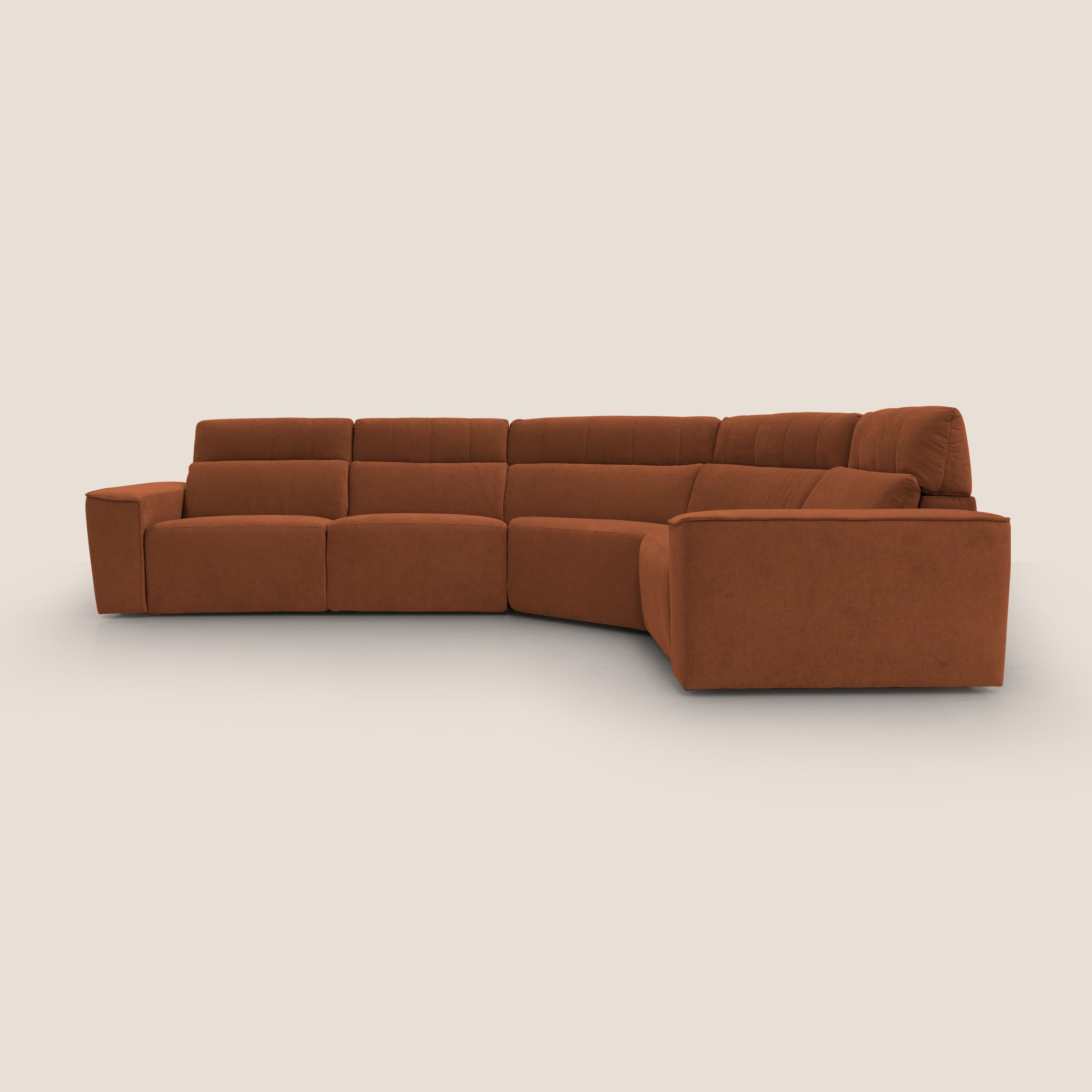 Clark Divano modulare angolare REVERSIBILE con opzione relax elettrico in tessuto smacchiabile impermeabile T17 arancio - divitt.sbs