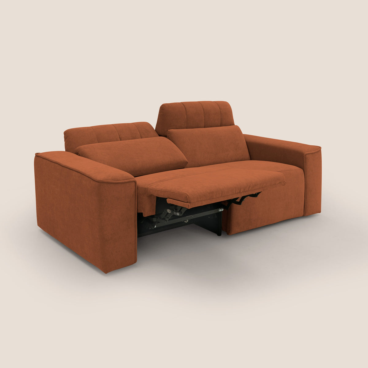 Clark Divano modulare con opzione relax elettrico in tessuto smacchiabile impermeabile T17 arancio - divitt.sbs