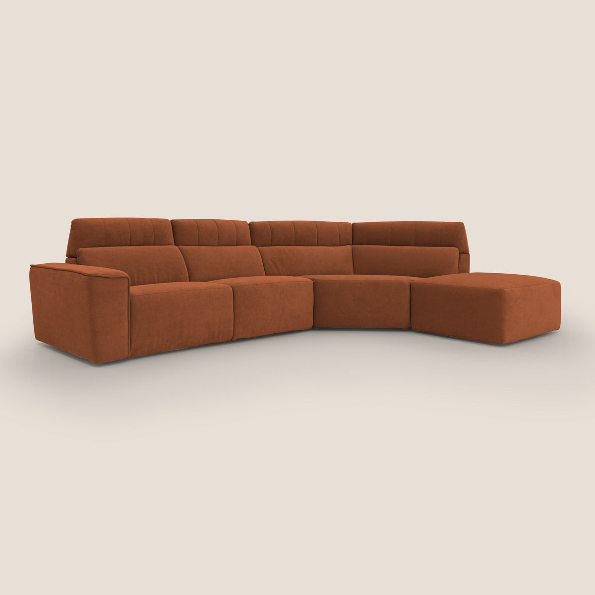 Clark Divano angolare con opzione relax elettrico in tessuto smacchiabile impermeabile T17 arancio - divitt.sbs