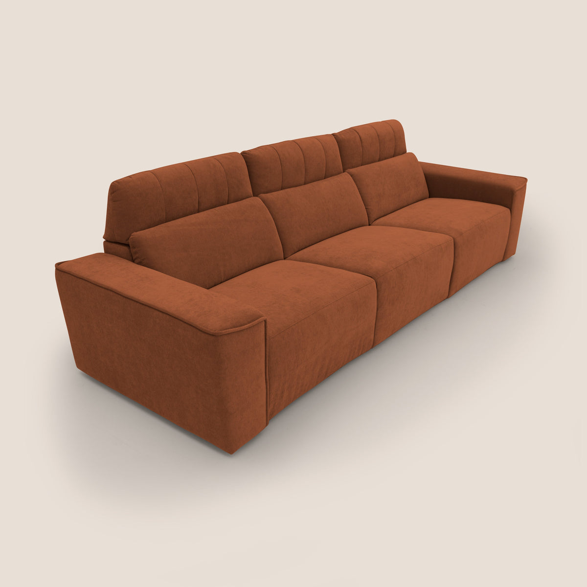 Clark Divano modulare 3 sedute con opzione relax elettrico in tessuto smacchiabile impermeabile T17 arancio - divitt.sbs