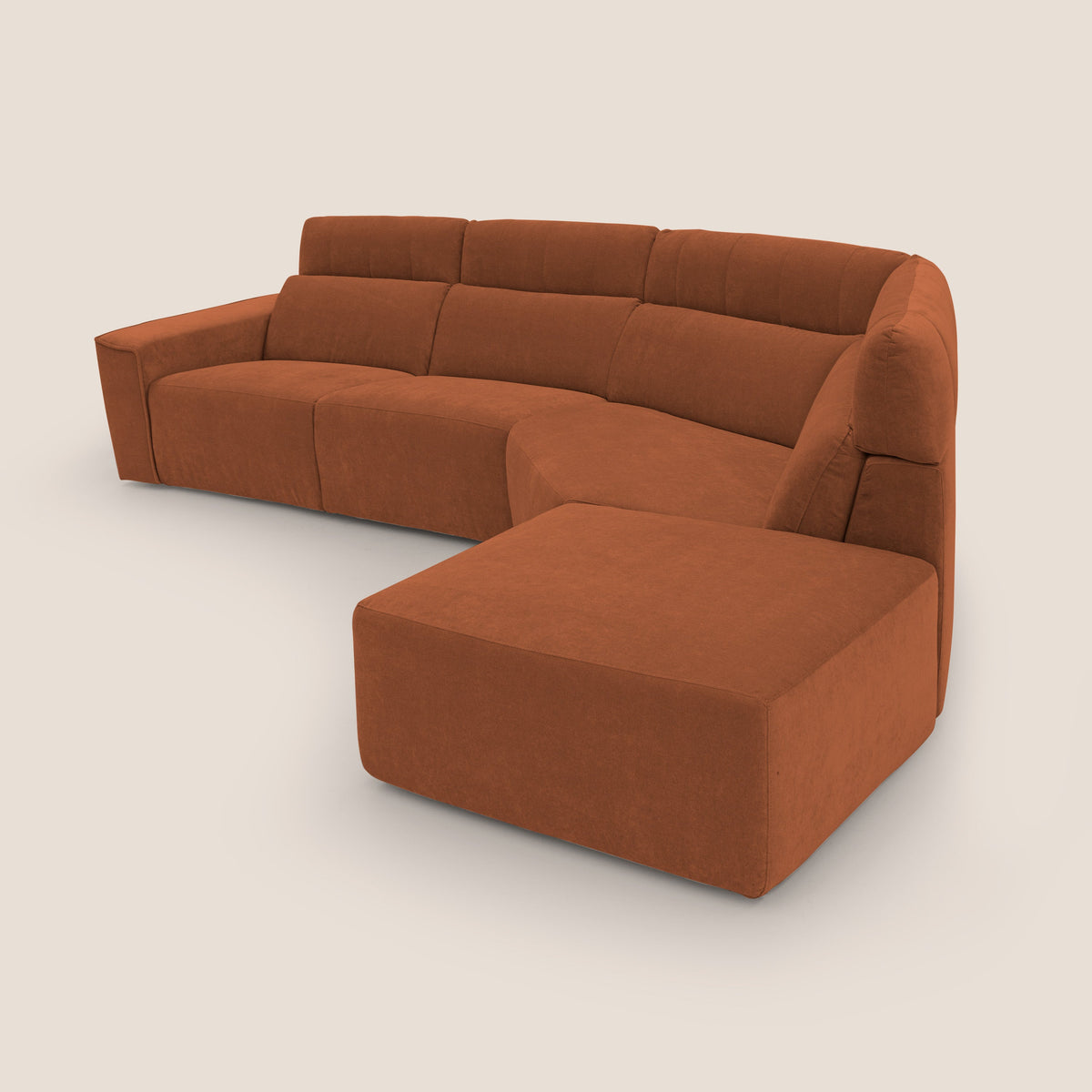 Clark Divano angolare con opzione relax elettrico in tessuto smacchiabile impermeabile T17 arancio - divitt.sbs