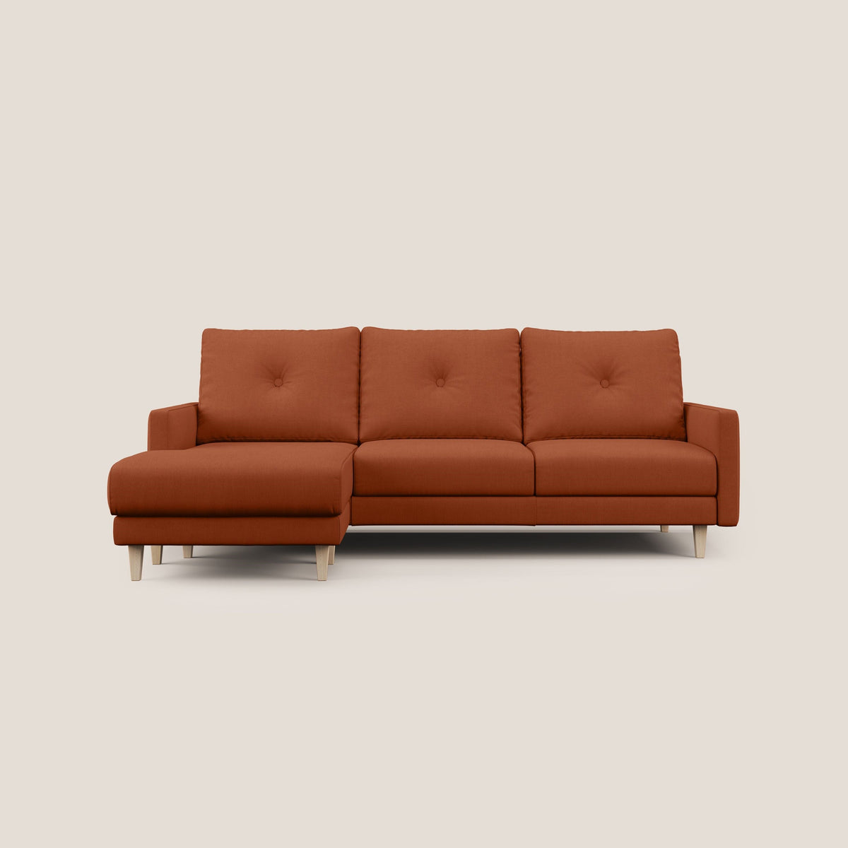 Matisse Divano angolare con sedute scorrevoli in tessuto morbido smacchiabile T17 arancio - divitt.sbs