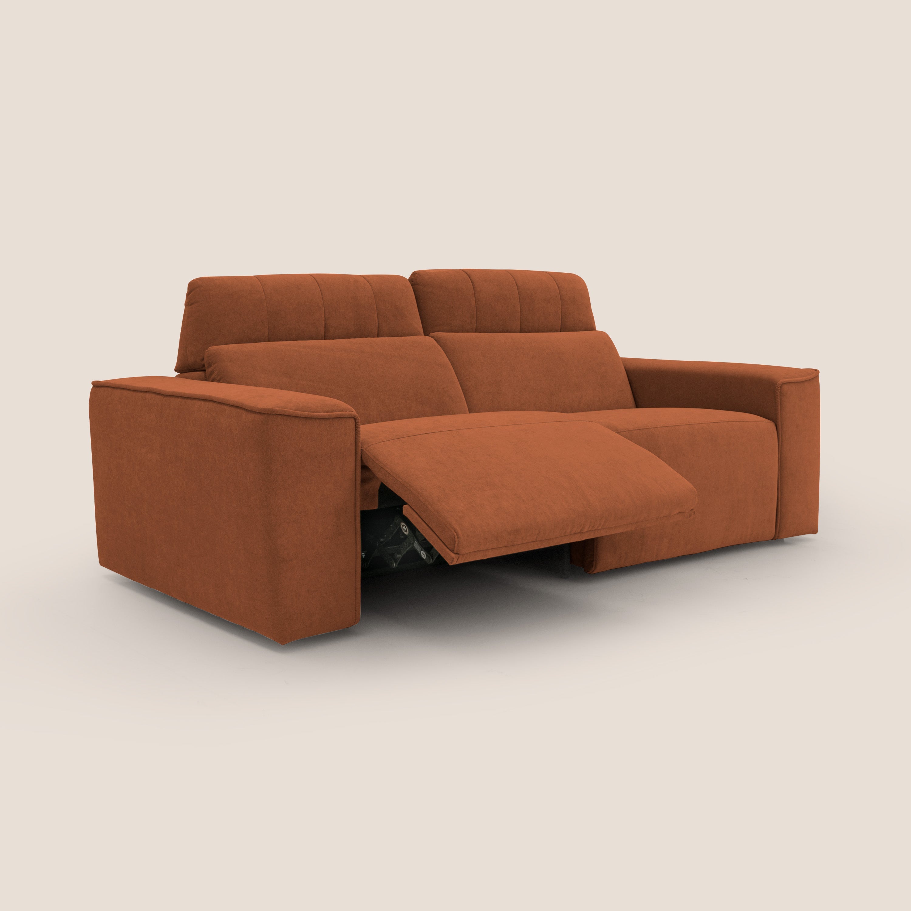 Clark Divano modulare con opzione relax elettrico in tessuto smacchiabile impermeabile T17 arancio - divitt.sbs
