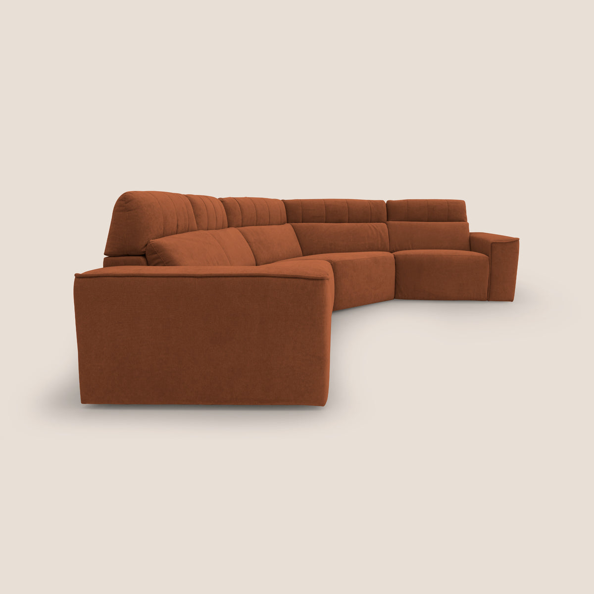 Clark Divano modulare angolare REVERSIBILE con opzione relax elettrico in tessuto smacchiabile impermeabile T17 arancio - divitt.sbs