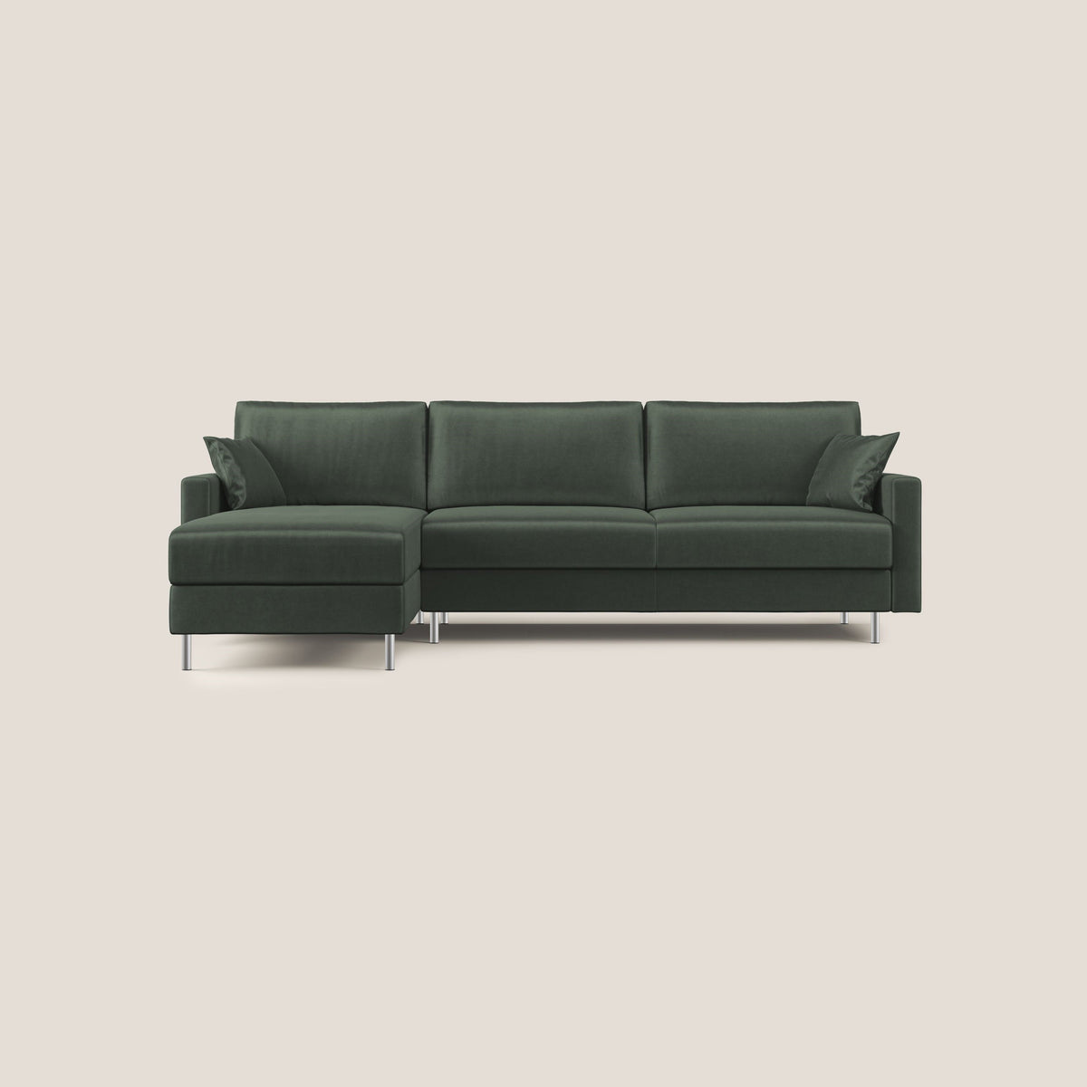Andromeda divano letto angolare in velluto morbido impermeabile T01 verde - divitt.sbs