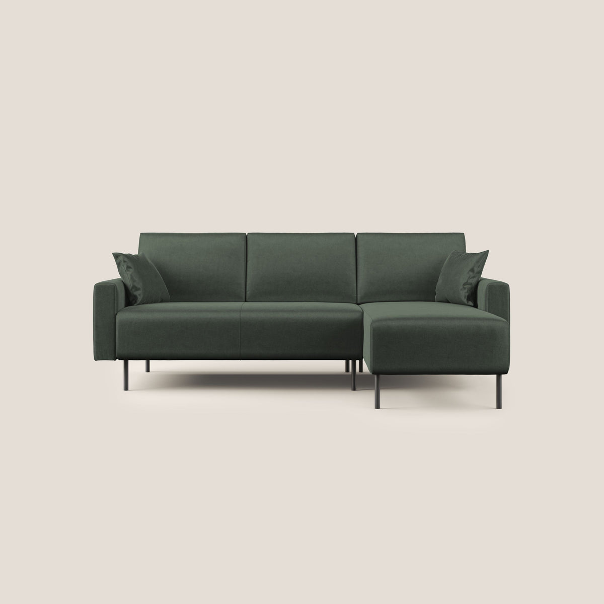 Arthur divano moderno angolare in velluto morbido impermeabile T01 verde - divitt.sbs
