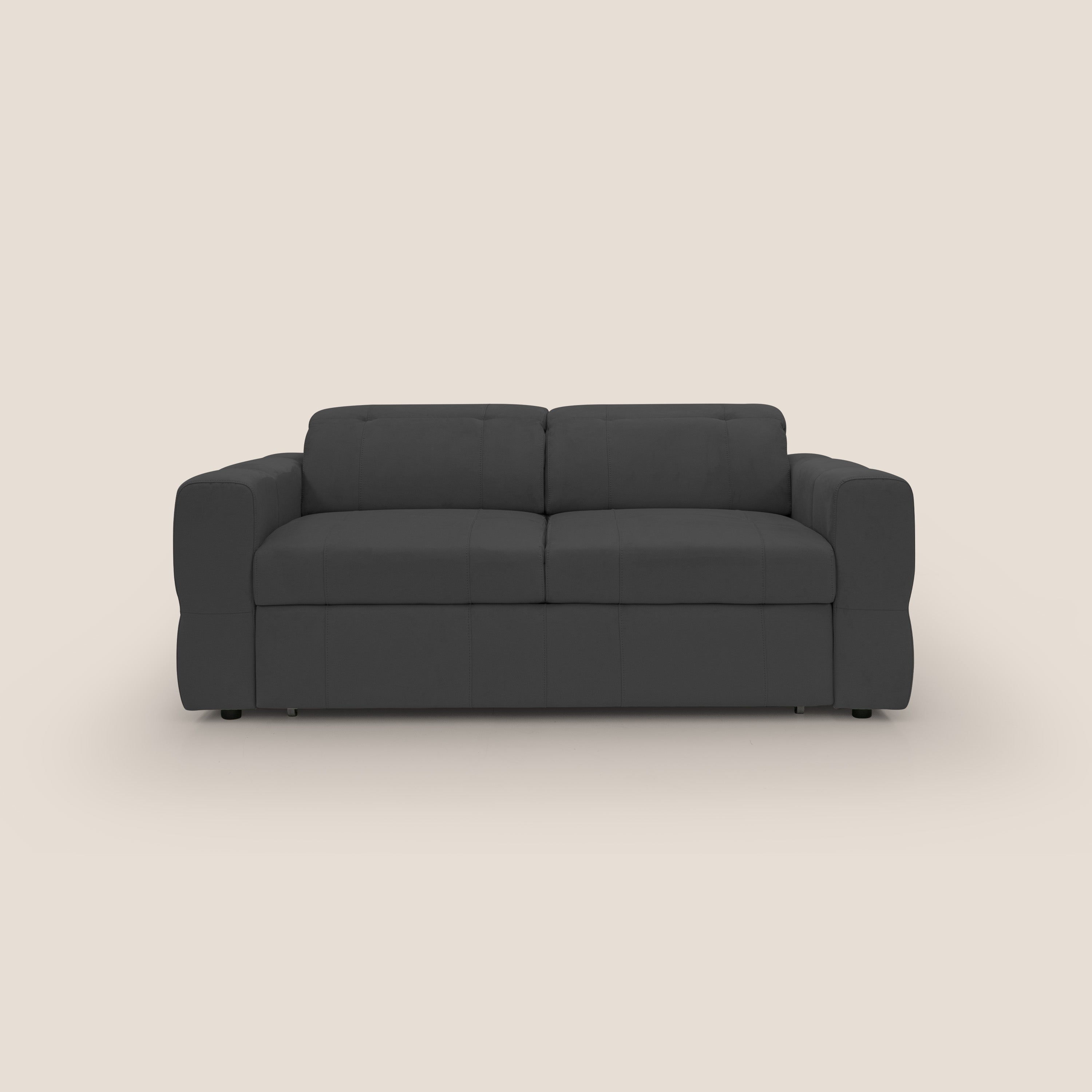 Kronos Divano con pouf estraibile poggiapiedi e poggiatesta reclinabili in morbida microfibra impermeabile T11 nero - divitt.sbs
