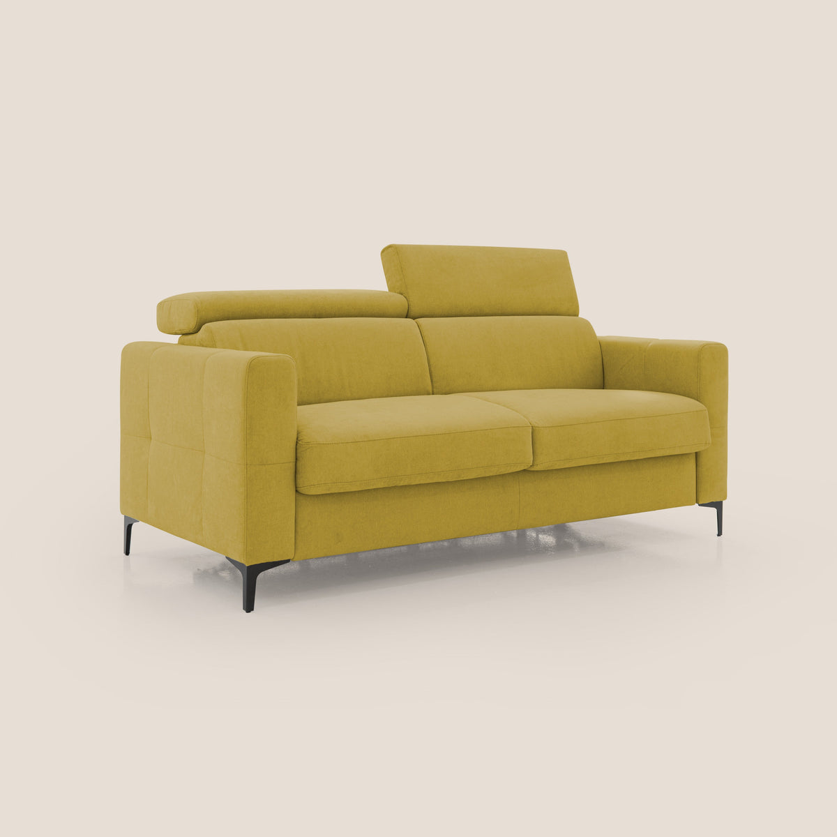 Gardenia divano letto materasso alto 18 cm con poggiatesta reclinabili e rivestimento impermeabile T02 giallo - divitt.sbs