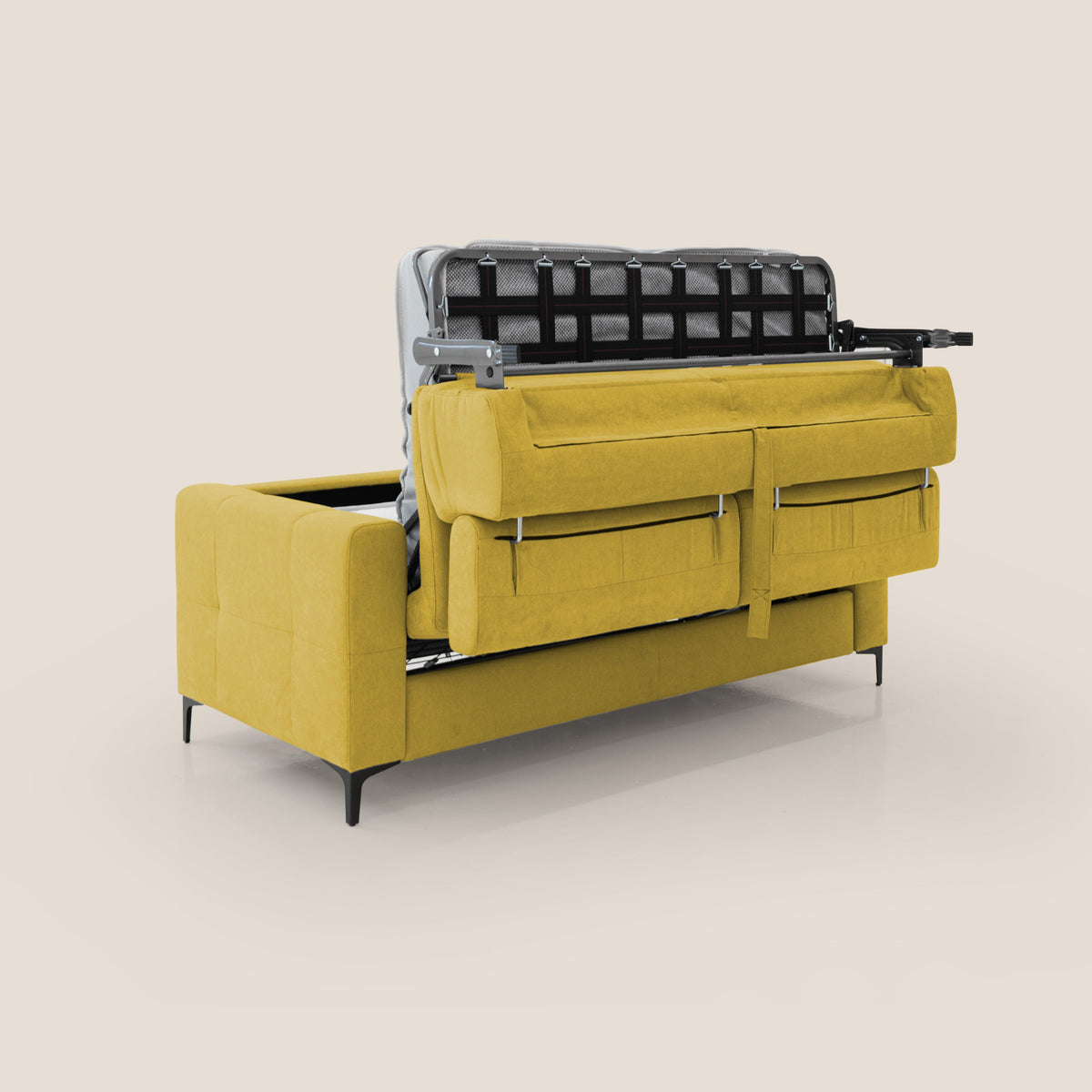 Gardenia divano letto materasso alto 18 cm con poggiatesta reclinabili e rivestimento impermeabile T02 giallo - divitt.sbs