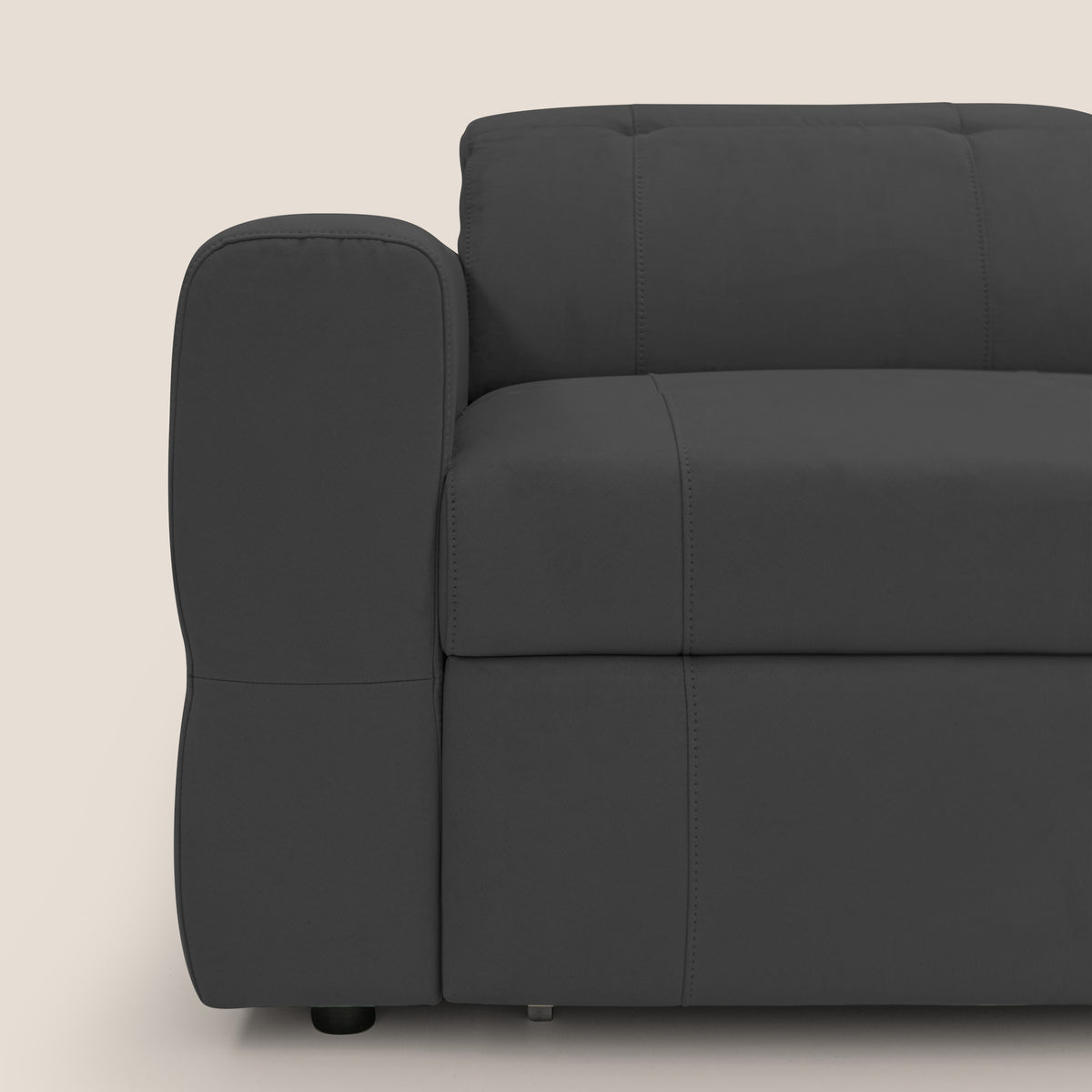 Kronos Divano angolare con poggiapiedi estraibile e pouf contenitore mobile in microfibra impermeabile T11 nero - divitt.sbs
