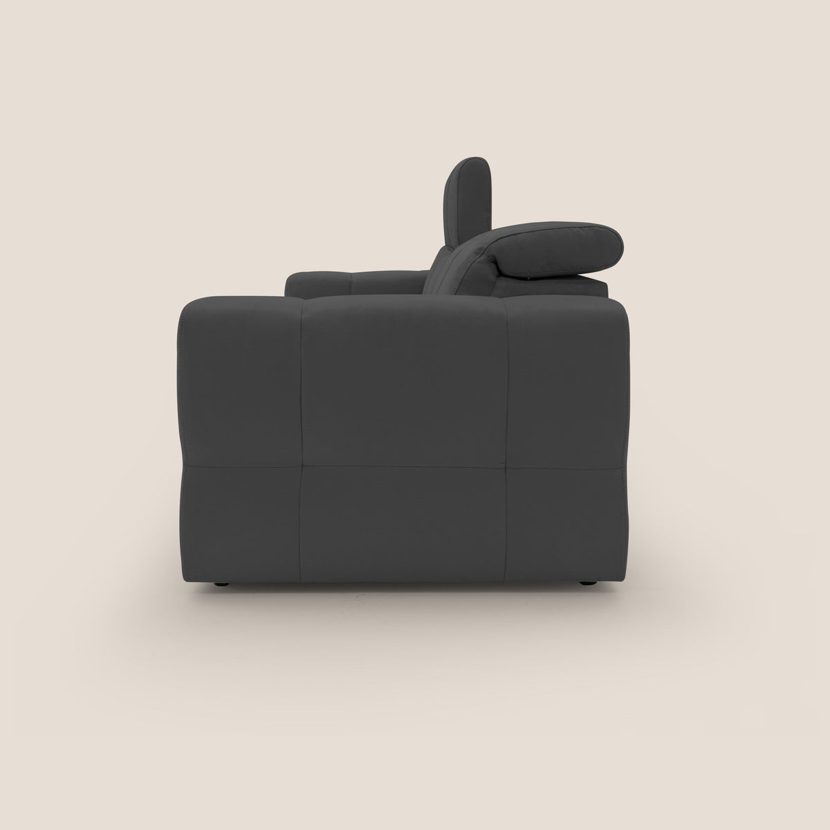 Kronos Divano con pouf estraibile poggiapiedi e poggiatesta reclinabili in morbida microfibra impermeabile T11 nero - divitt.sbs