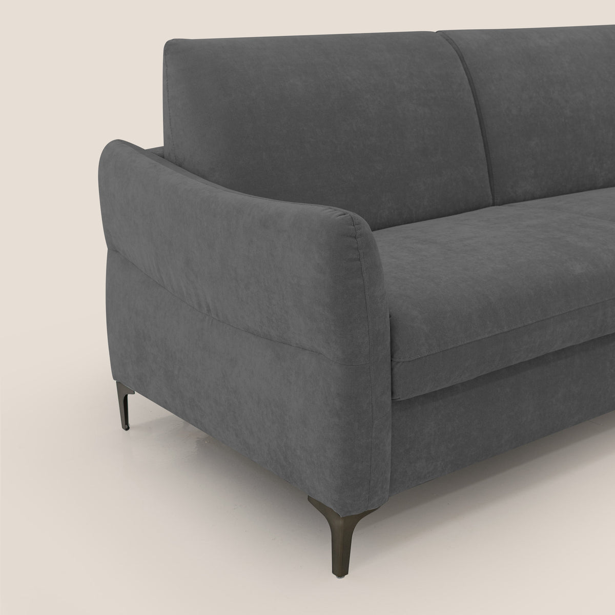 Dalia divano letto con materasso H18 cm e piedi alti in raffinato tessuto smacchiabile T17 antracite - divitt.sbs