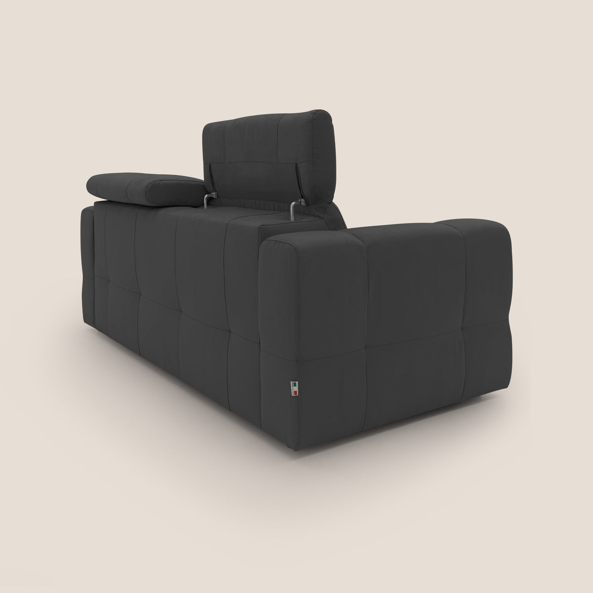 Kronos Divano con pouf estraibile poggiapiedi e poggiatesta reclinabili in morbida microfibra impermeabile T11 nero - divitt.sbs