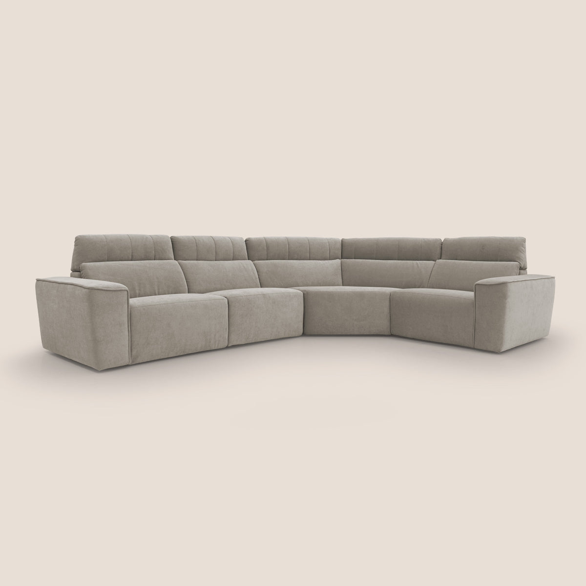 Clark Divano modulare angolare REVERSIBILE con opzione relax elettrico in tessuto smacchiabile impermeabile T17 beige - divitt.sbs