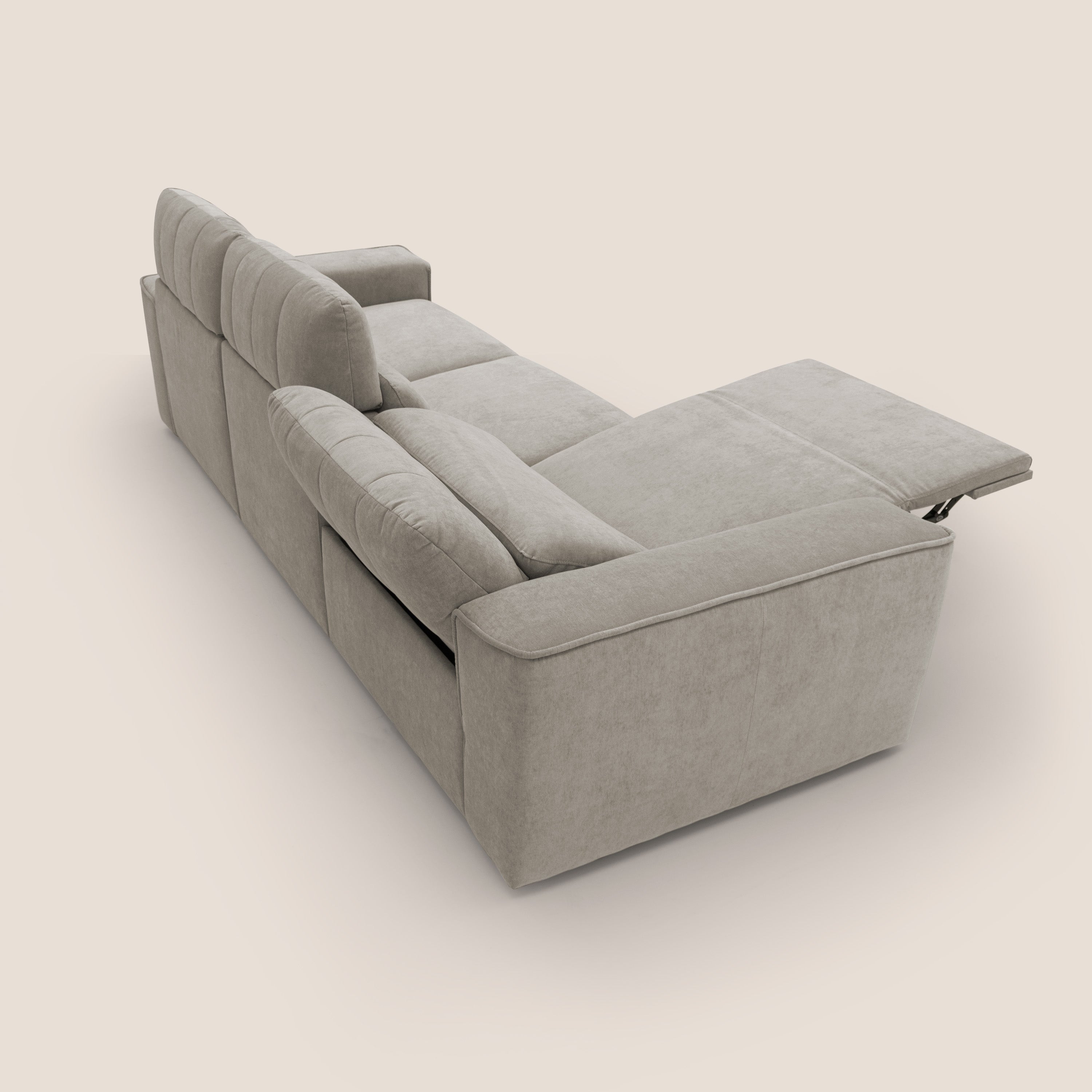 Clark Divano modulare 3 sedute con opzione relax elettrico in tessuto smacchiabile impermeabile T17 beige - divitt.sbs