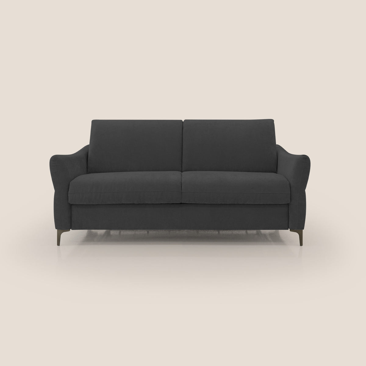 Dalia divano letto con materasso H18 cm e piedi alti in raffinato tessuto smacchiabile T17 nero - divitt.sbs