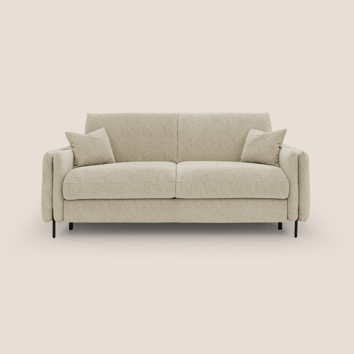 Gregory Divano letto con materasso h18 cm in microfibra effetto velluto impermeabile T09 beige - divitt.sbs