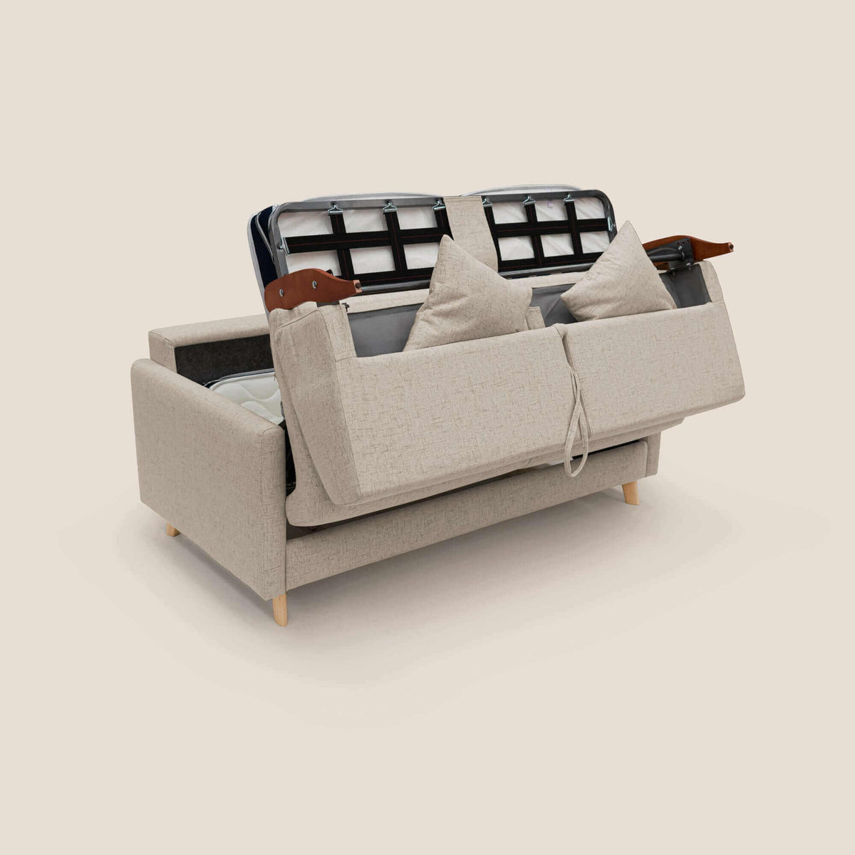 Edgar divano letto matrimoniale in tessuto felis impermeabile T03 beige - divitt.sbs