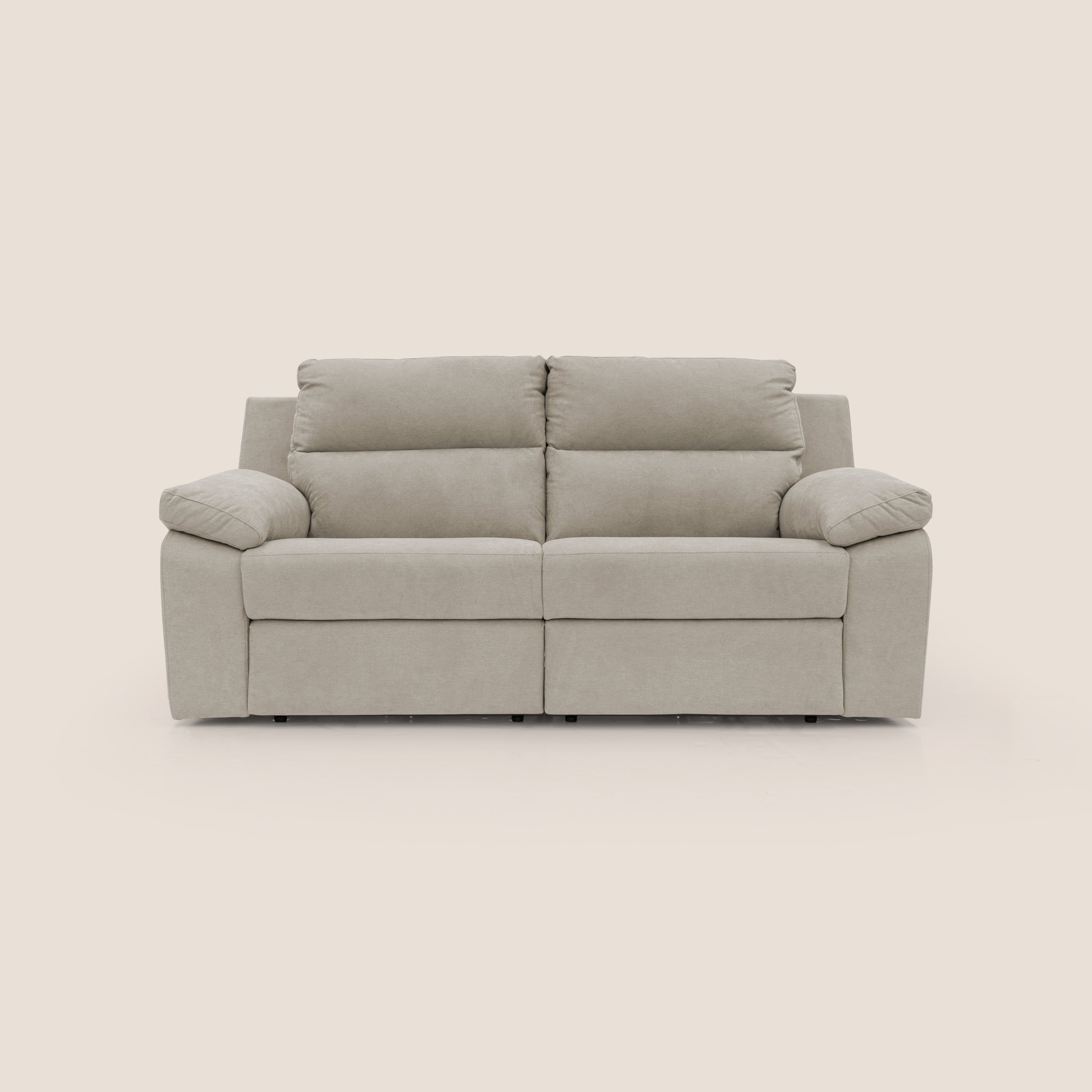 Romeo Divano relax con recliner elettrico in morbido tessuto impermeabile T02 panna - divitt.sbs