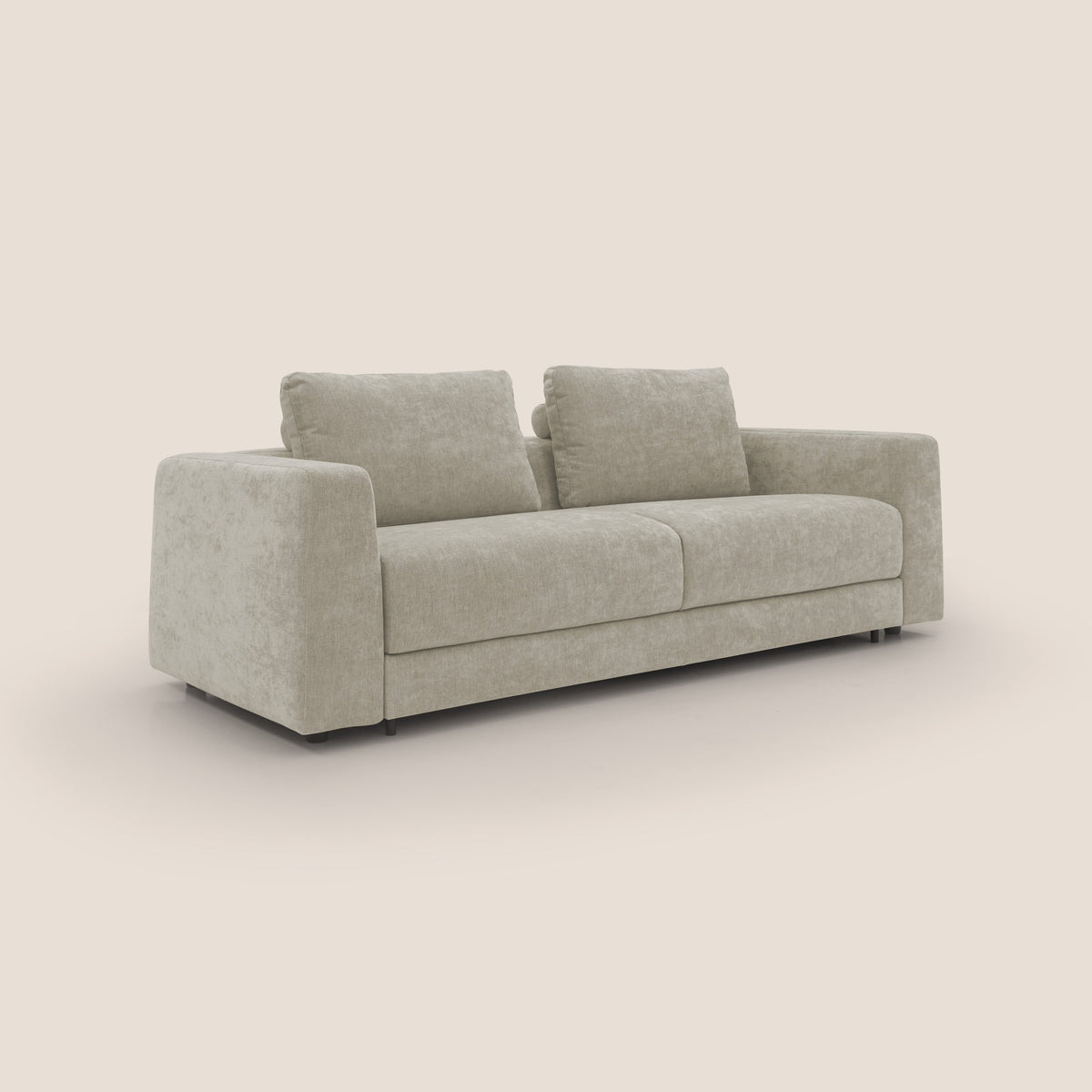 Freia Divano letto minimal materasso h15 cm con morbidi schienali in tessuto impermeabile T14 panna - divitt.sbs