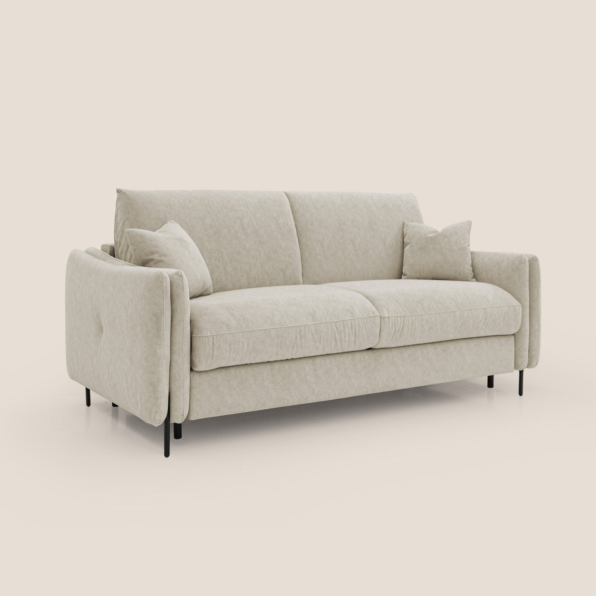 Gregory Divano letto con materasso h18 cm in microfibra effetto velluto impermeabile T09 beige - divitt.sbs