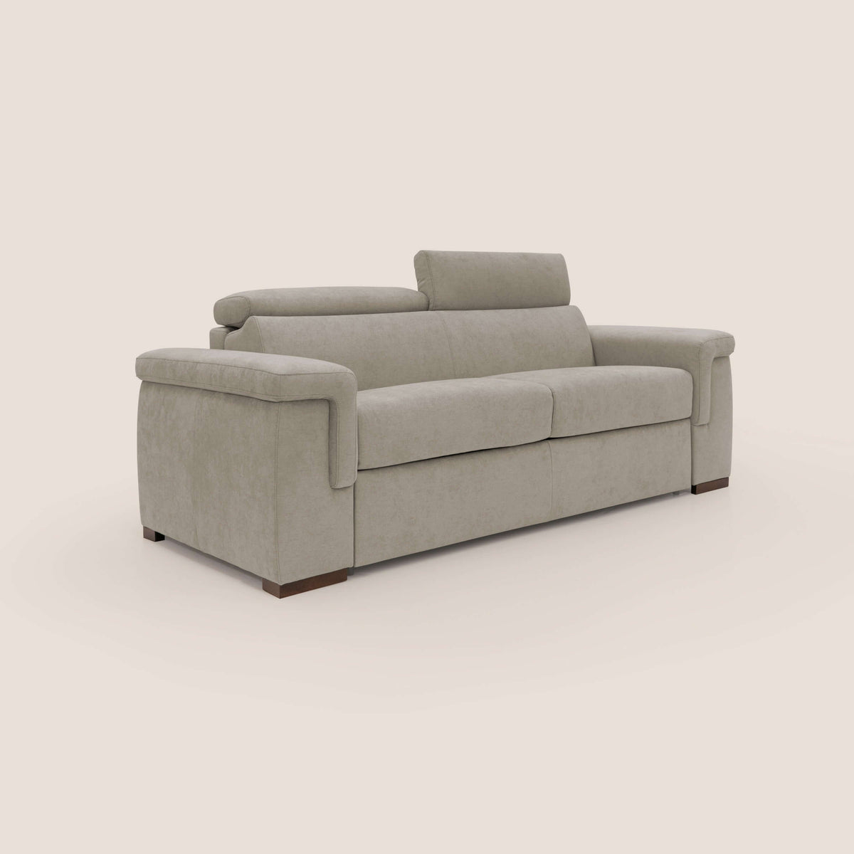 Giunone divano letto con materasso alto 18 cm e poggiatesta reclinabili in tessuto impermeabile T02 panna - divitt.sbs