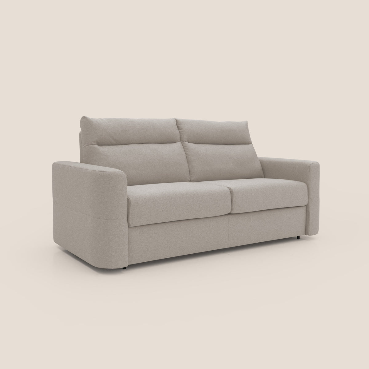 Cupido Divano letto materasso H18 cm e schienale alto in tessuto impermeabile simil cotone T13 panna - divitt.sbs