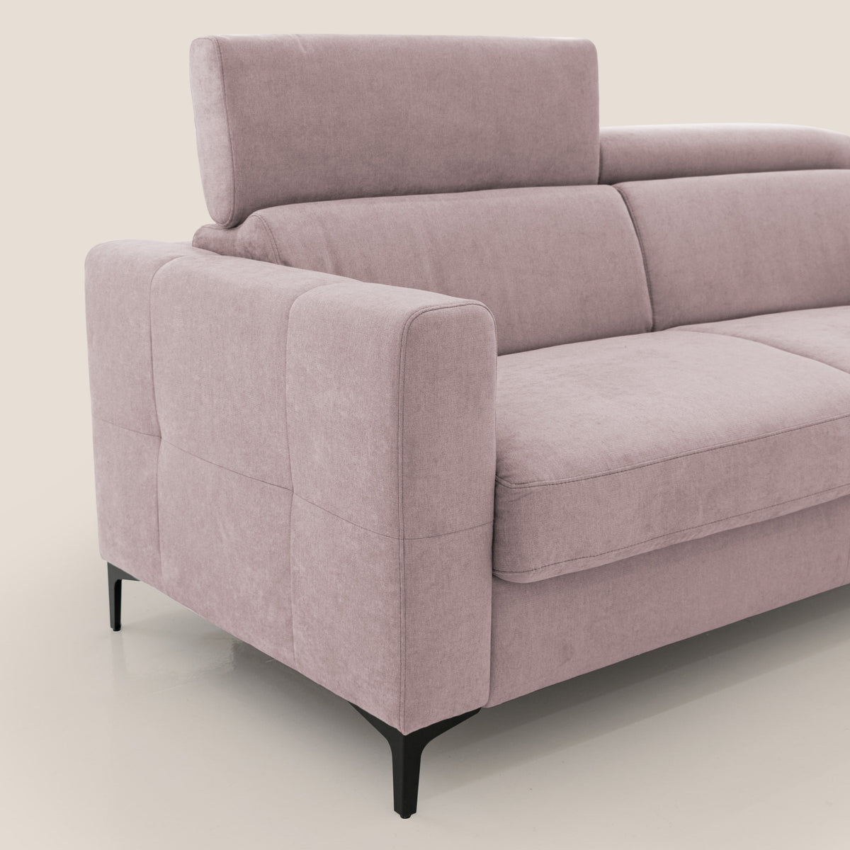 Gardenia divano letto materasso alto 18 cm con poggiatesta reclinabili e rivestimento impermeabile T02 rosa - divitt.sbs