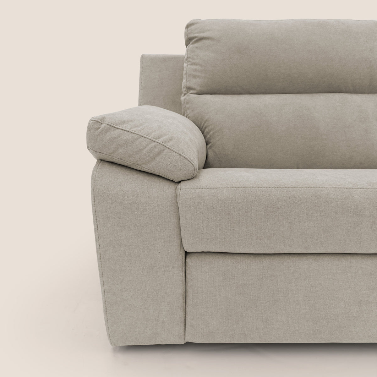 Romeo Divano relax con recliner elettrico in morbido tessuto impermeabile T02 panna - divitt.sbs