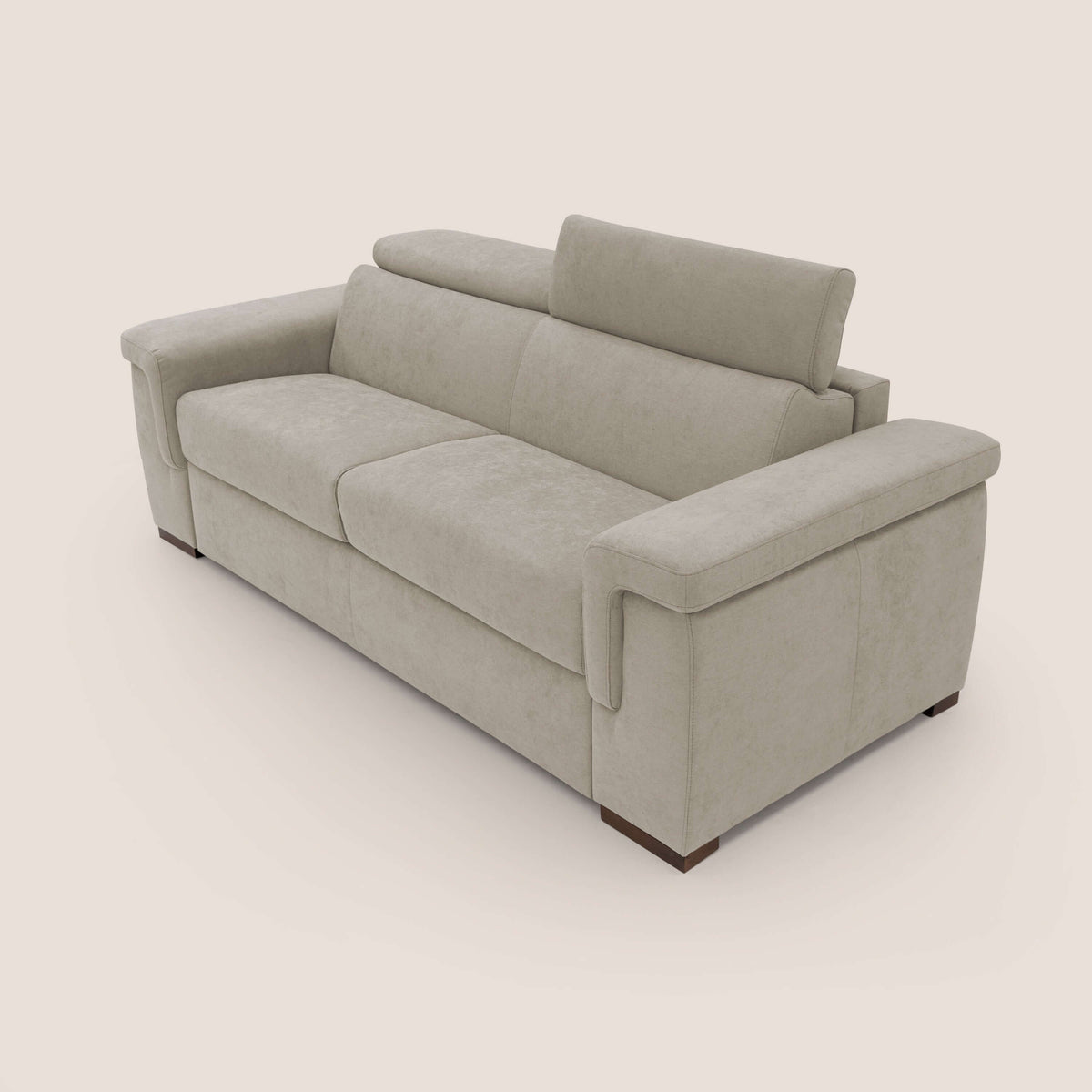 Giunone divano letto con materasso alto 18 cm e poggiatesta reclinabili in tessuto impermeabile T02 panna - divitt.sbs