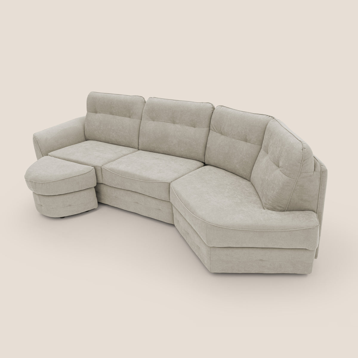 Zeus divano letto angolare con materasso H18 cm pouf mobile in tessuto impermeabile T02 - divitt.sbs