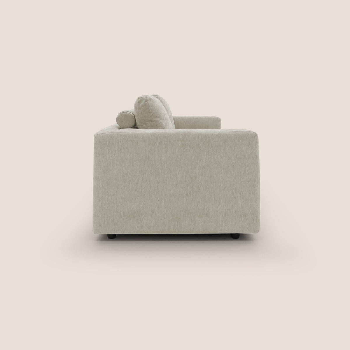 Freia Divano letto minimal materasso h15 cm con morbidi schienali in tessuto impermeabile T14 panna - divitt.sbs