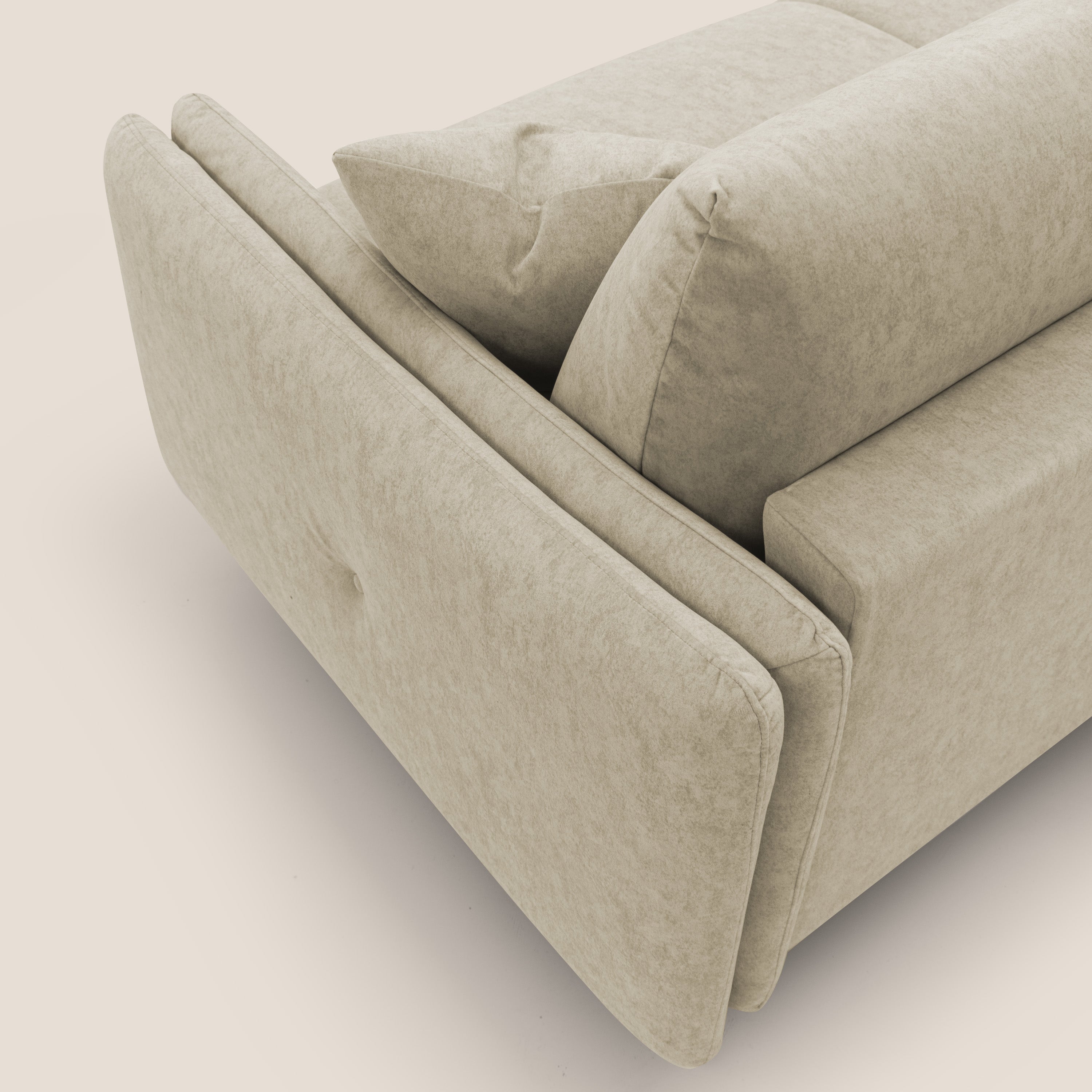 Gregory Divano letto con materasso h18 cm in microfibra effetto velluto impermeabile T09 beige - divitt.sbs