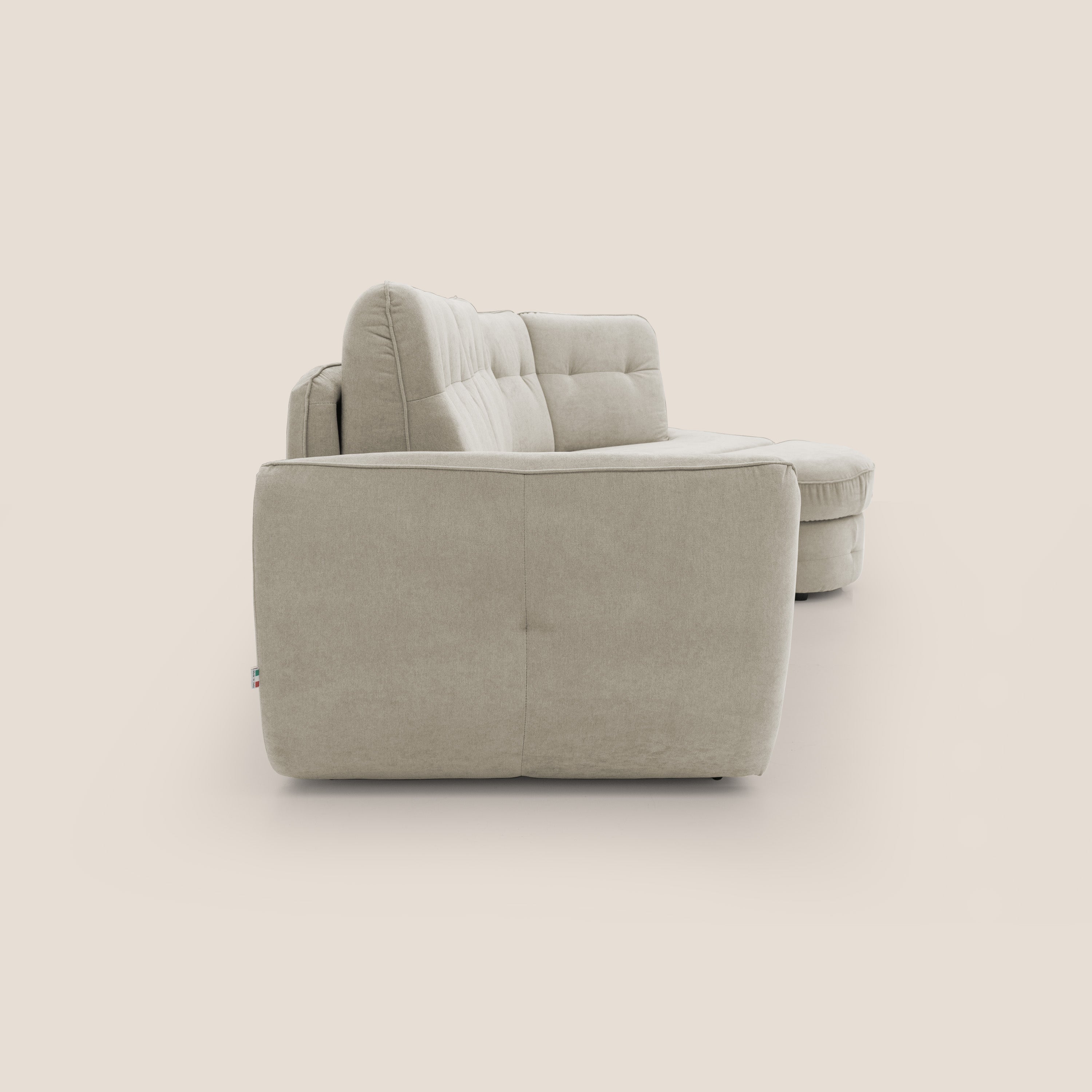 Zeus divano letto angolare con materasso H18 cm pouf mobile in tessuto impermeabile T02 - divitt.sbs