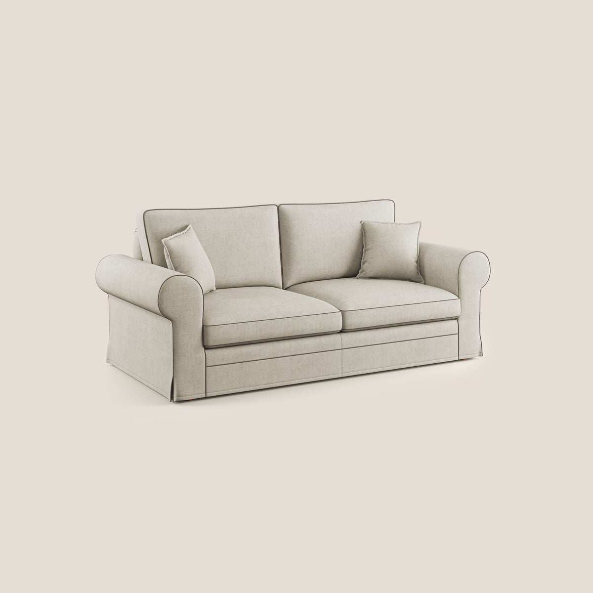 Lady divano classico bicolore in piuma d'oca realizzato con tessuto impermeabile T02 panna - marrone - divitt.sbs