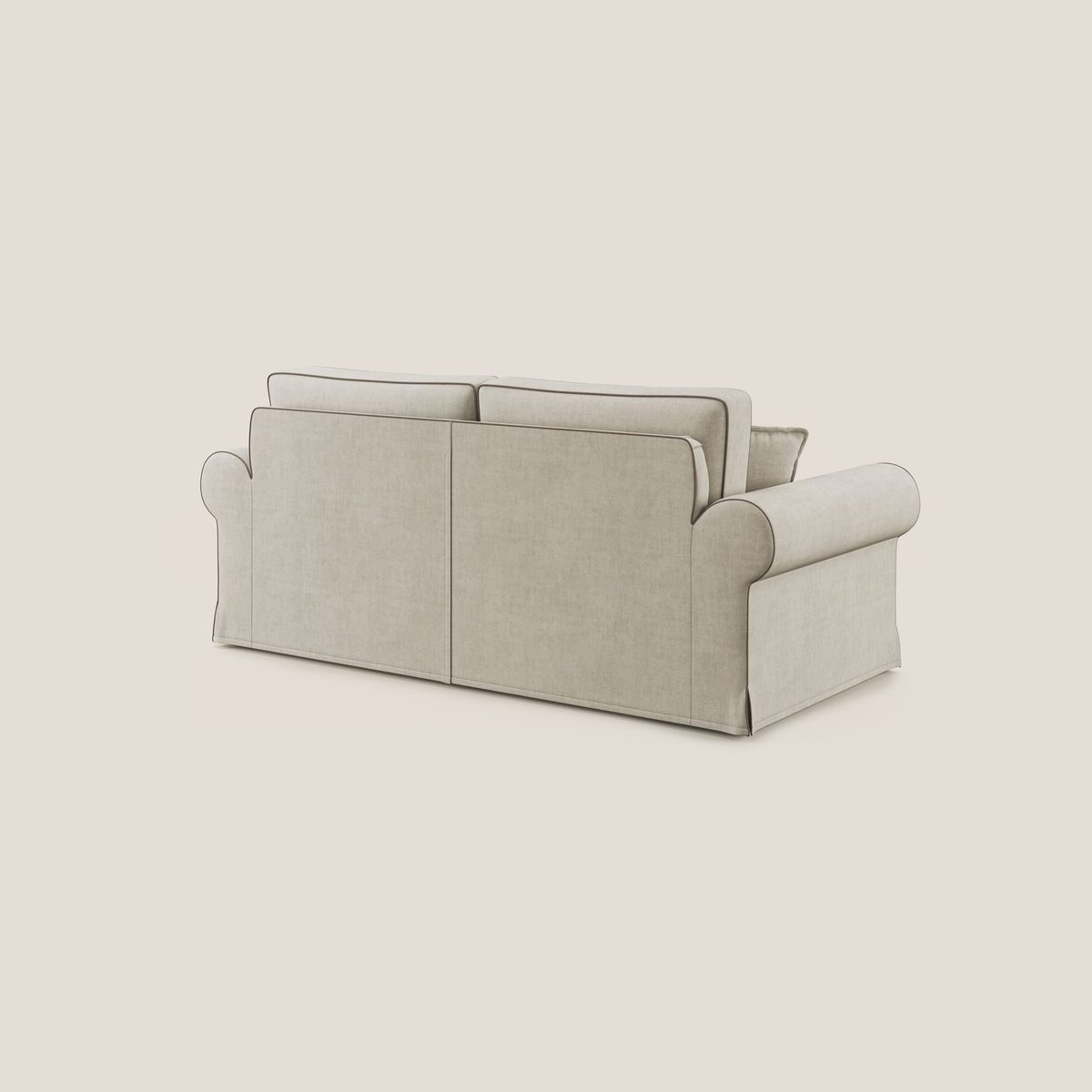 Lady divano classico bicolore in piuma d'oca realizzato con tessuto impermeabile T02 panna - marrone - divitt.sbs