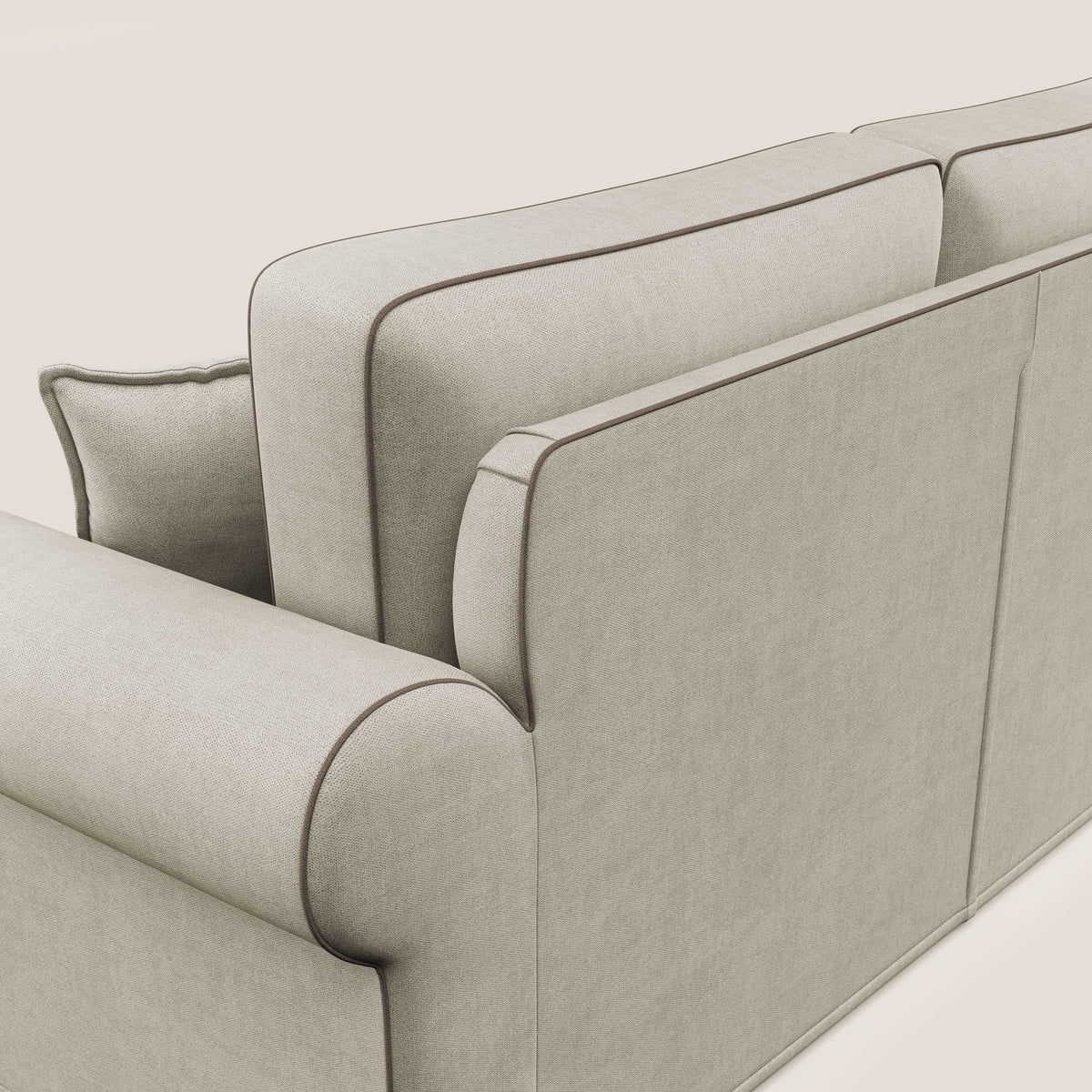 Lady divano classico bicolore in piuma d'oca realizzato con tessuto impermeabile T02 panna - marrone - divitt.sbs