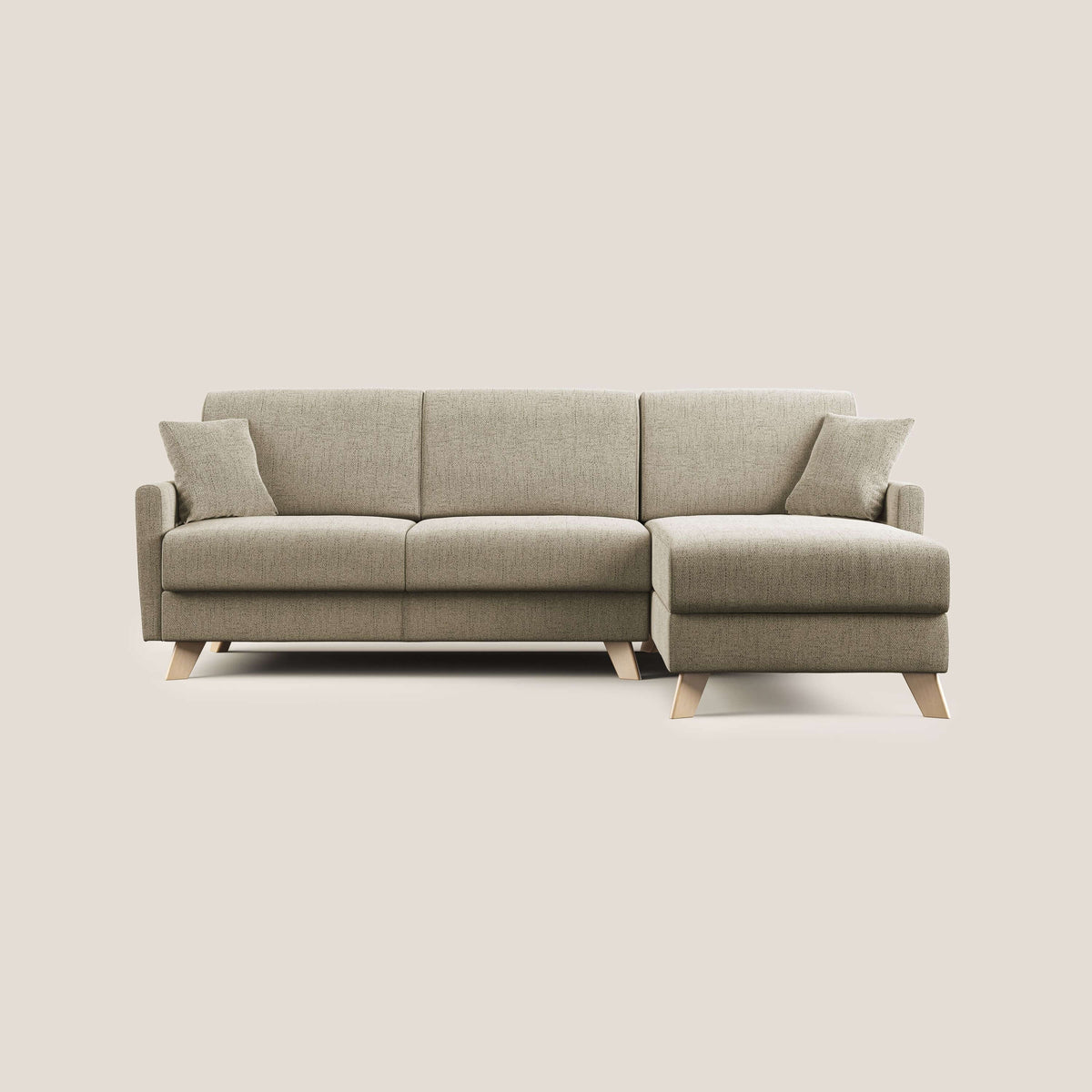 Edgar divano letto angolare in tessuto felis impermeabile T03 beige - divitt.sbs