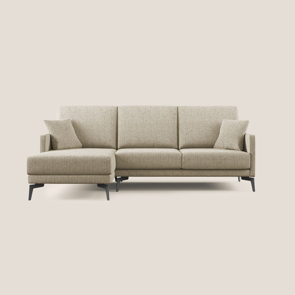 Saturno divano angolare moderno in tessuto morbido impermeabile T03 beige - divitt.sbs