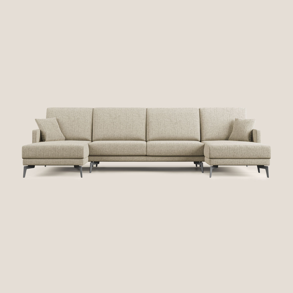 Saturno divano panoramico moderno in tessuto morbido impermeabile T03 beige - divitt.sbs