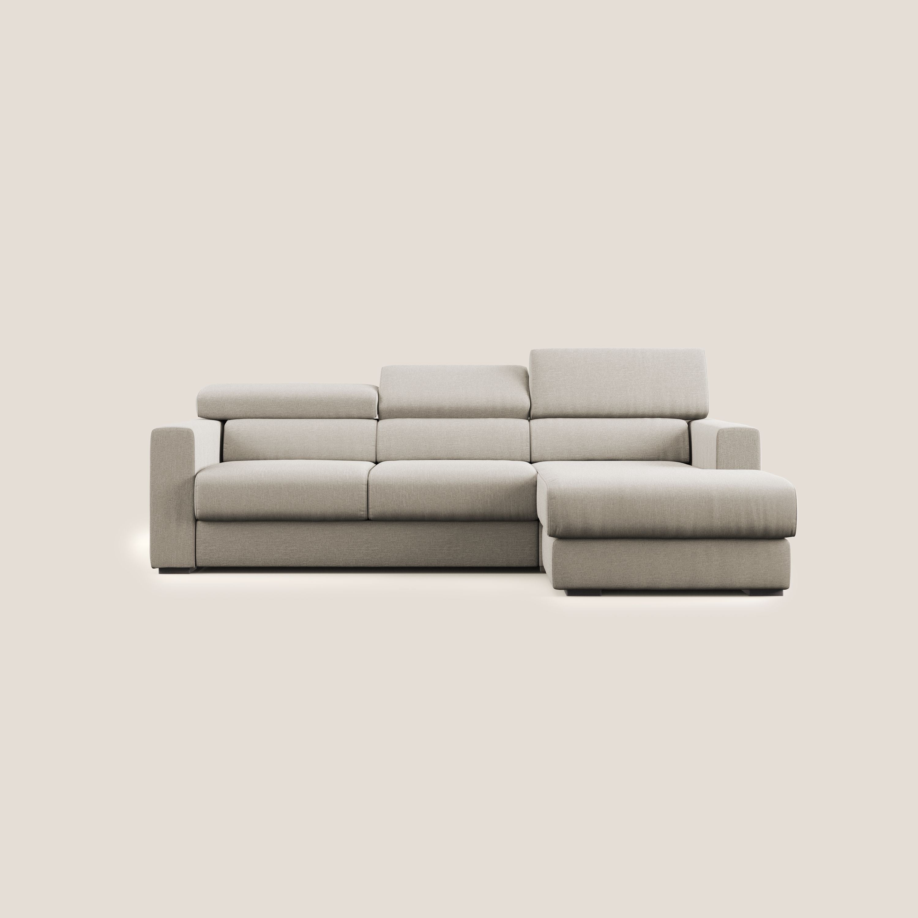 Dylan divano angolare con pouf estraibile poggiapiedi in tessuto simil cotone impermeabile T13 panna - divitt.sbs
