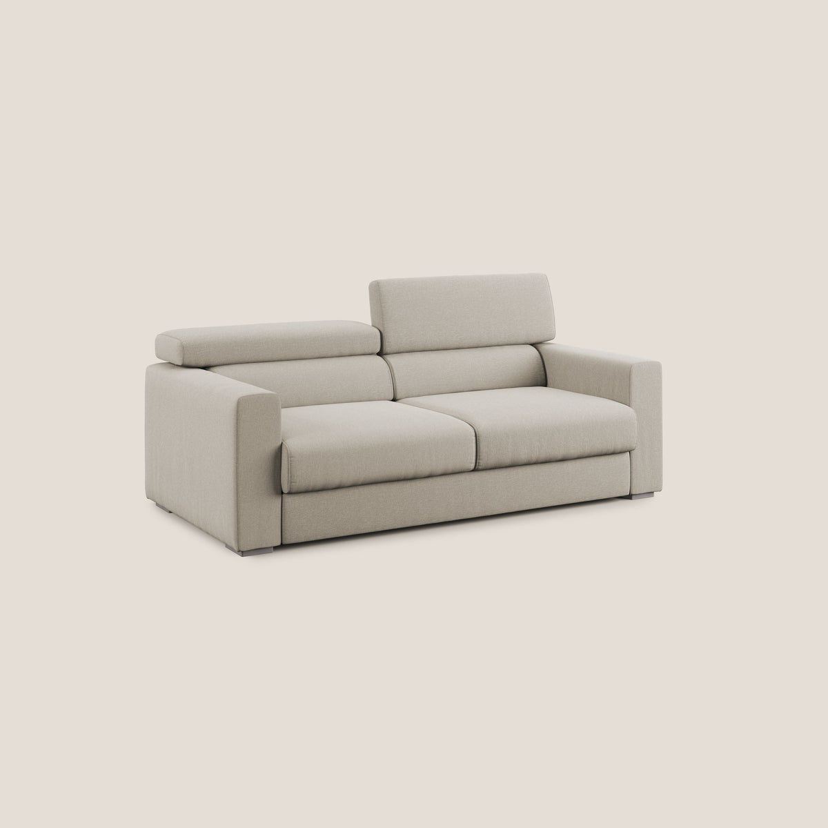 Dylan divano allungabile con pouf estraibile poggiapiedi in tessuto simil cotone impermeabile T13 panna - divitt.sbs
