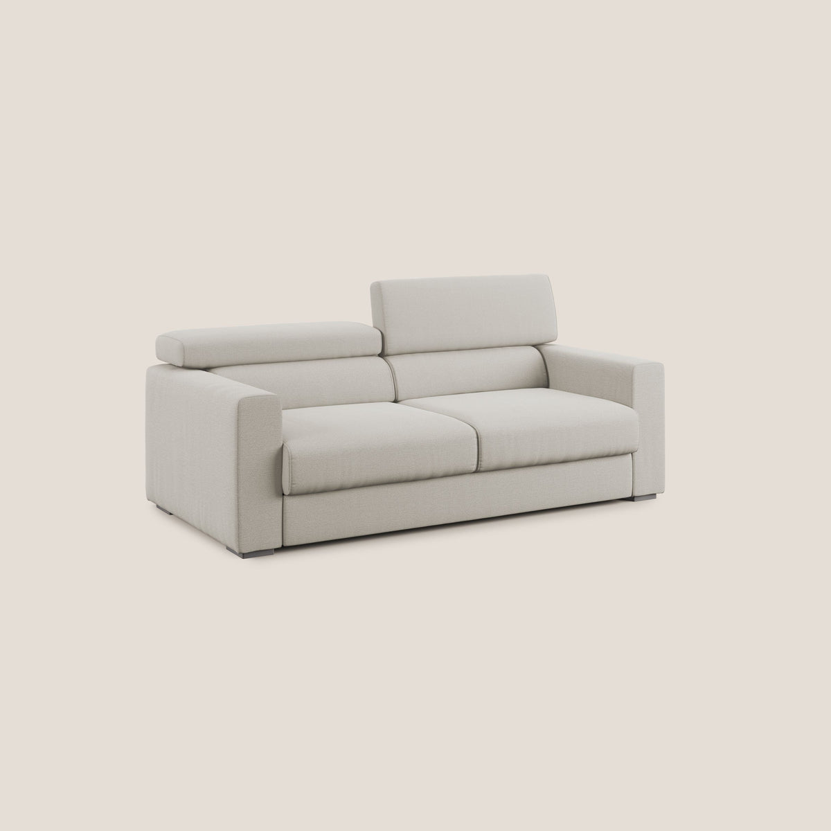Dylan divano allungabile con pouf estraibile poggiapiedi in tessuto fiammato simil cotone impermeabile T19 panna - divitt.sbs