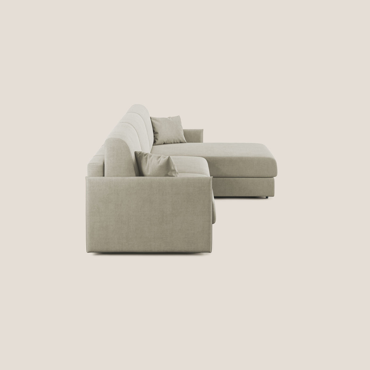 Evans Divano letto angolare con penisola in morbido tessuto impermeabile T02 panna - divitt.sbs