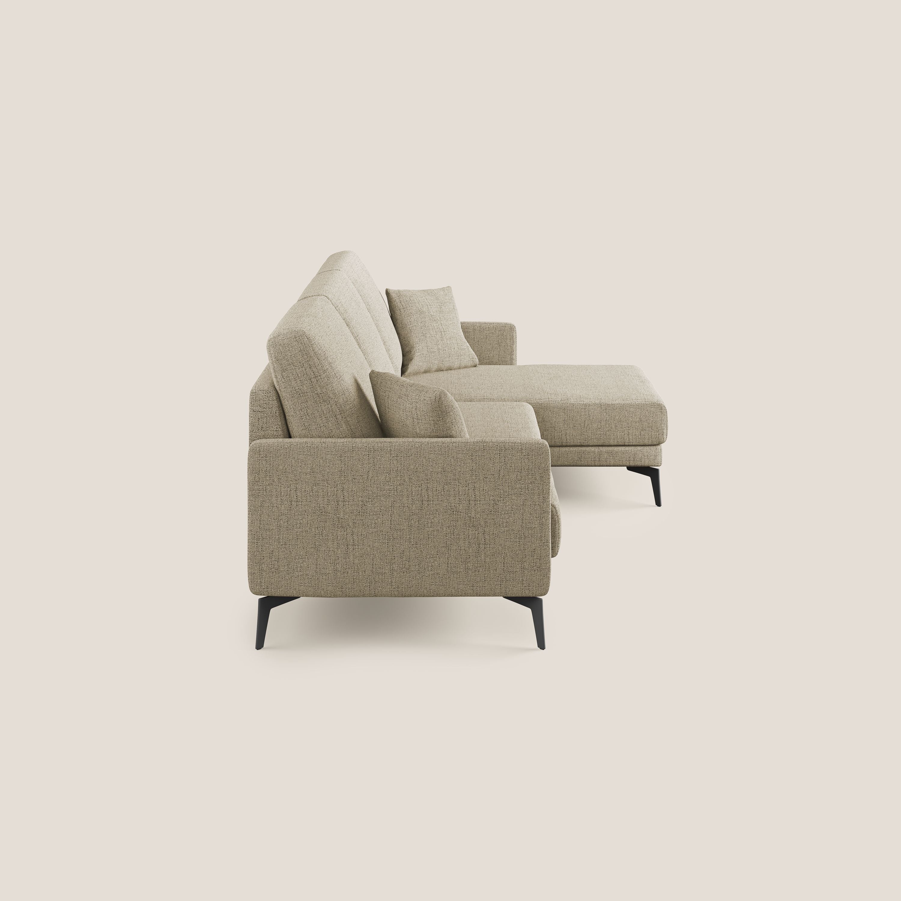 Saturno divano angolare moderno in tessuto morbido impermeabile T03 beige - divitt.sbs