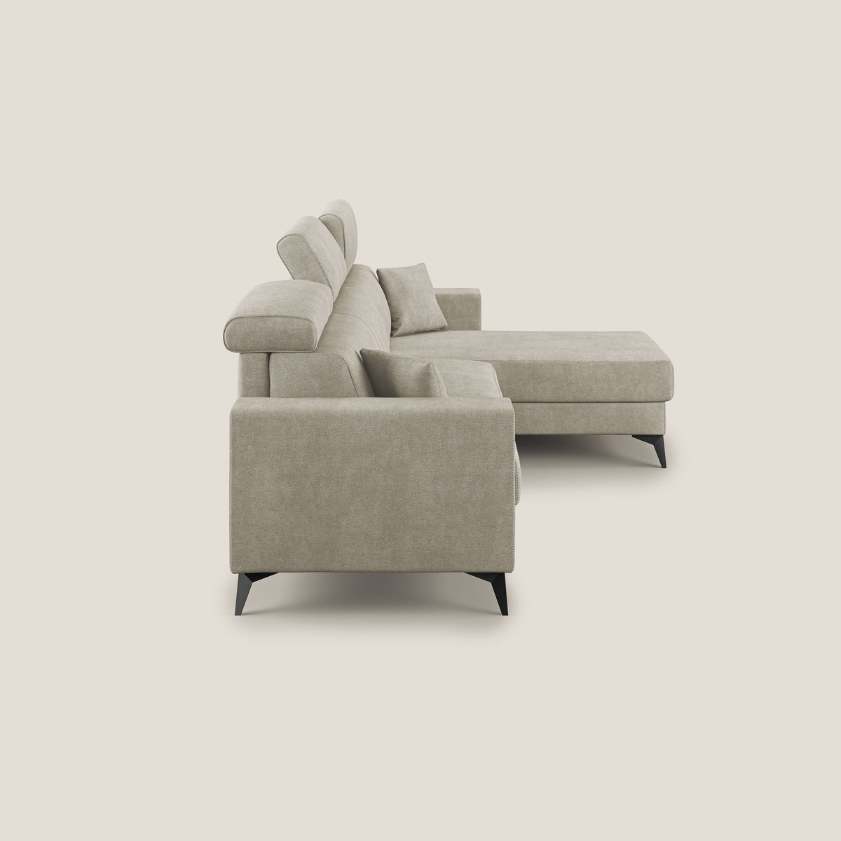 Pegaso divano letto angolare con poggiatesta reclinabili e rivestimento impermeabile T02 panna - divitt.sbs