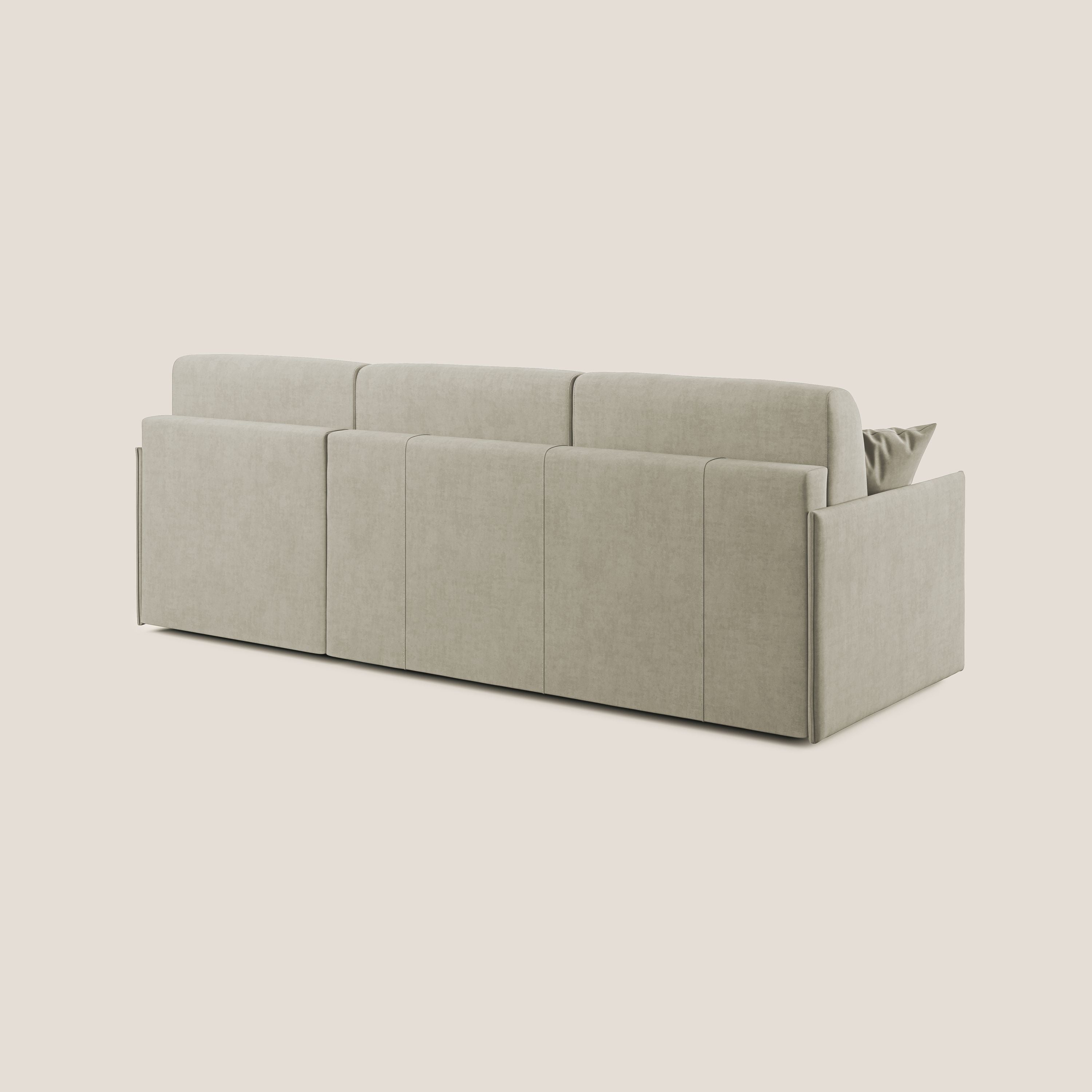 Evans Divano letto angolare con penisola in morbido tessuto impermeabile T02 panna - divitt.sbs