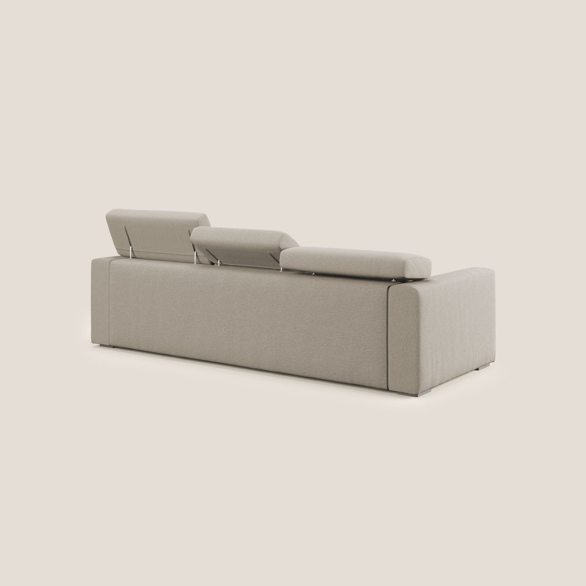 Dylan divano a 3 sedute con pouf estraibile poggiapiedi in tessuto simil cotone impermeabile T13 panna - divitt.sbs