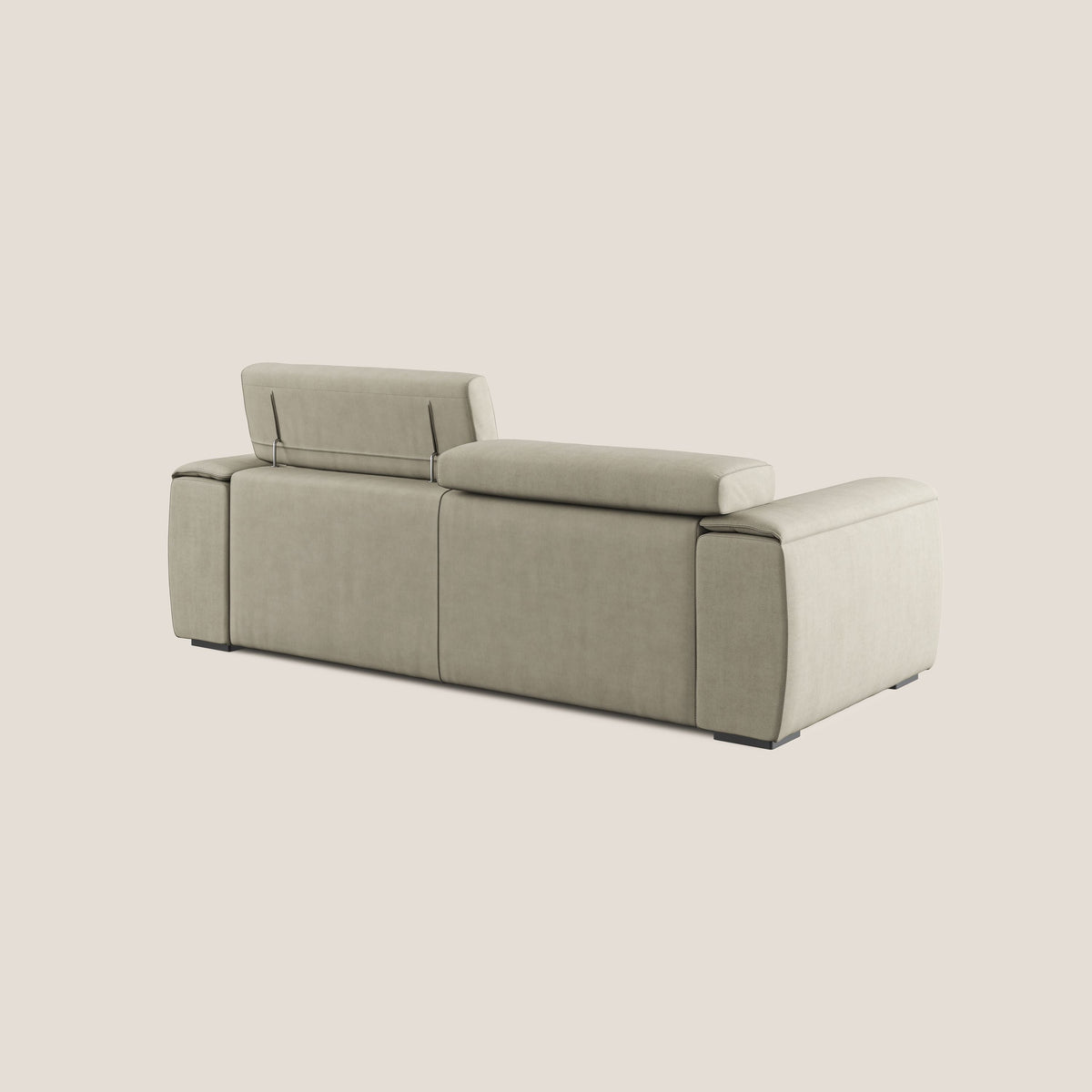 Zeno Divano con pouf estraibile poggiapiedi in tessuto morbido impermeabile T02 panna - divitt.sbs