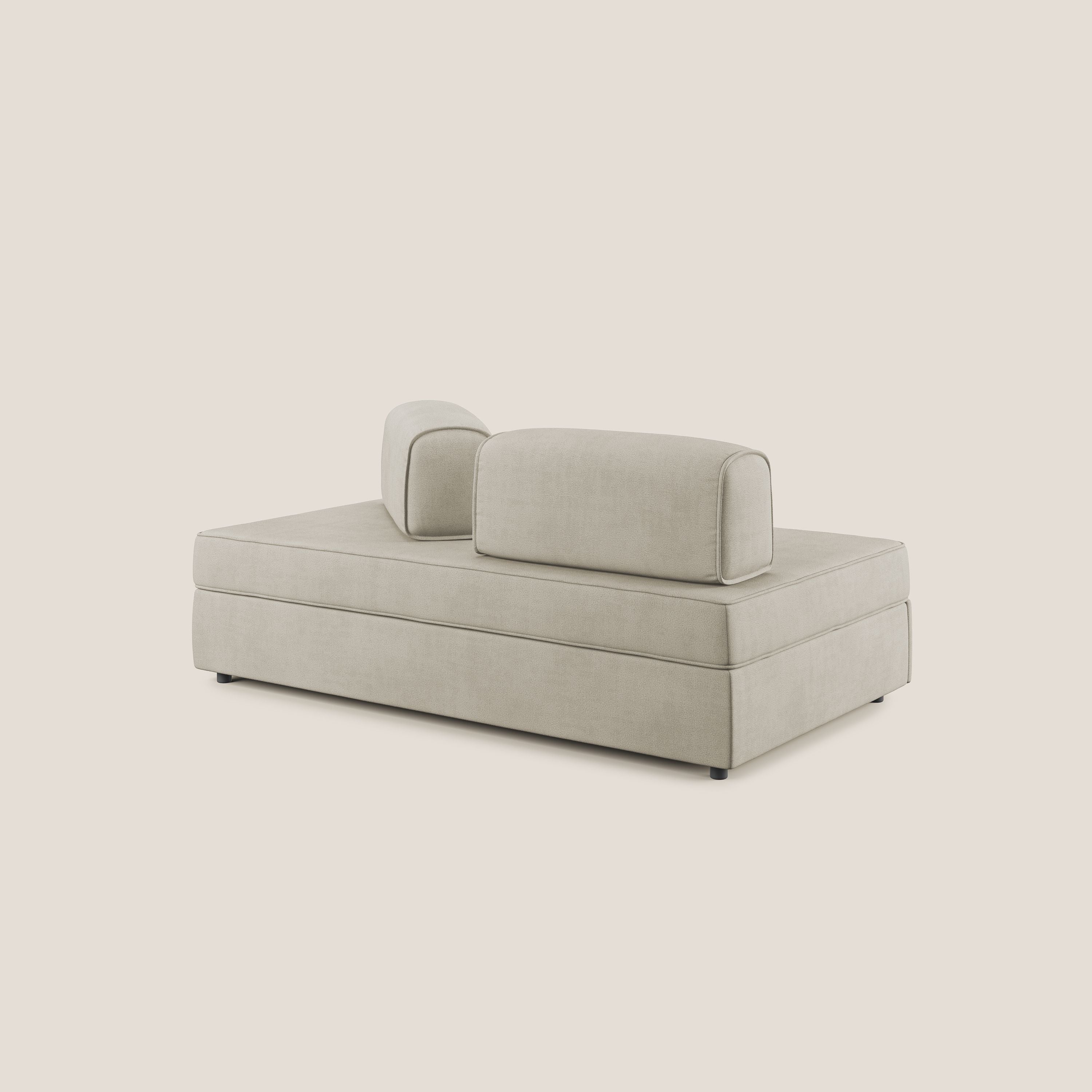 Liberty divano con pouf estraibile e schienali movibili in tessuto morbido impermeabile T02 panna - divitt.sbs